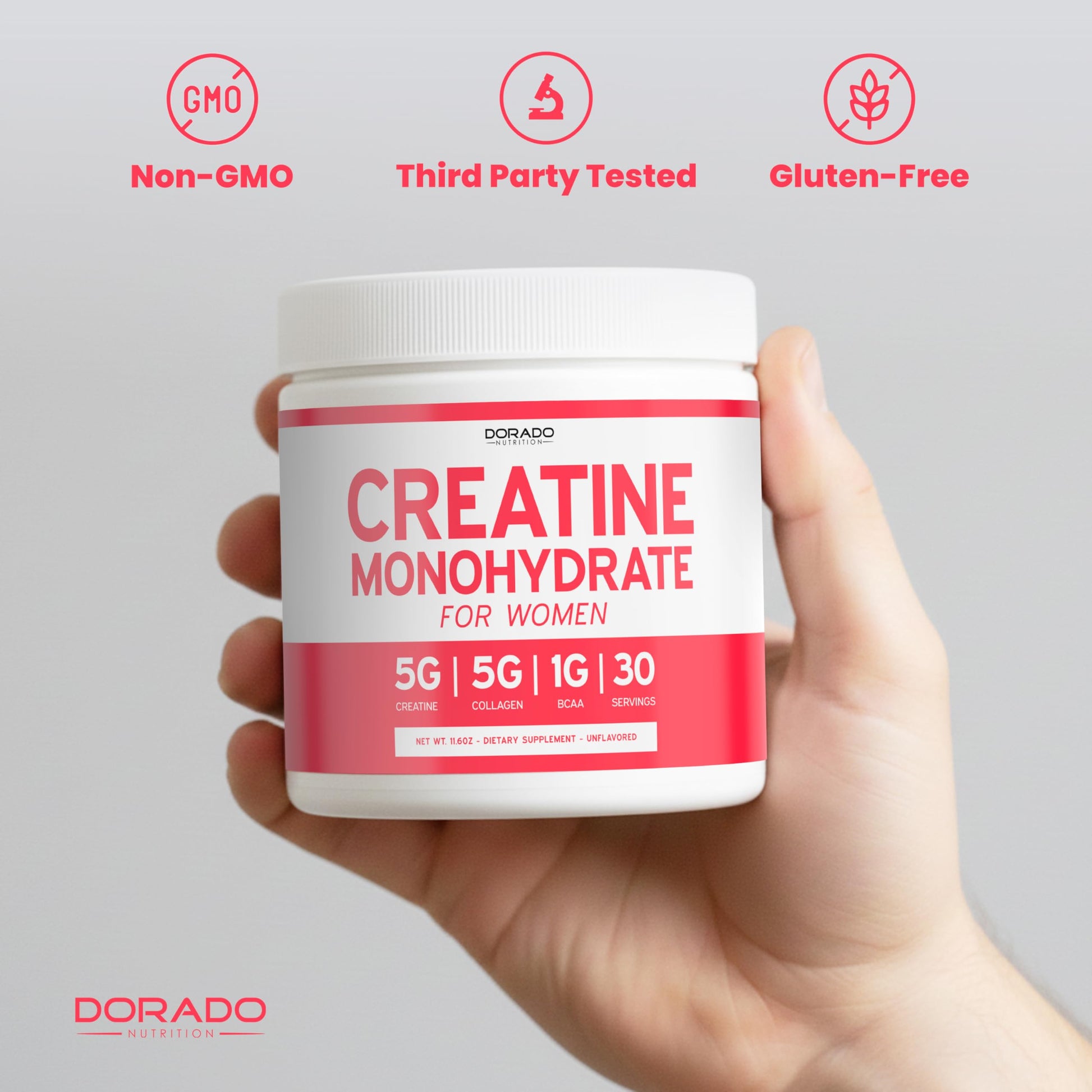 Creatine for Women | Creatine Monohydrate Powder 5G + 5000mg Collagen + 1000mg BCAA 2:1:1 Powder (30 Serving) Support Glutes, Lean Muscles, Recovery, Energy & Stamina Non-GMO, Gluten Free - USA Made DORADO NUTRITIONAu supplements
