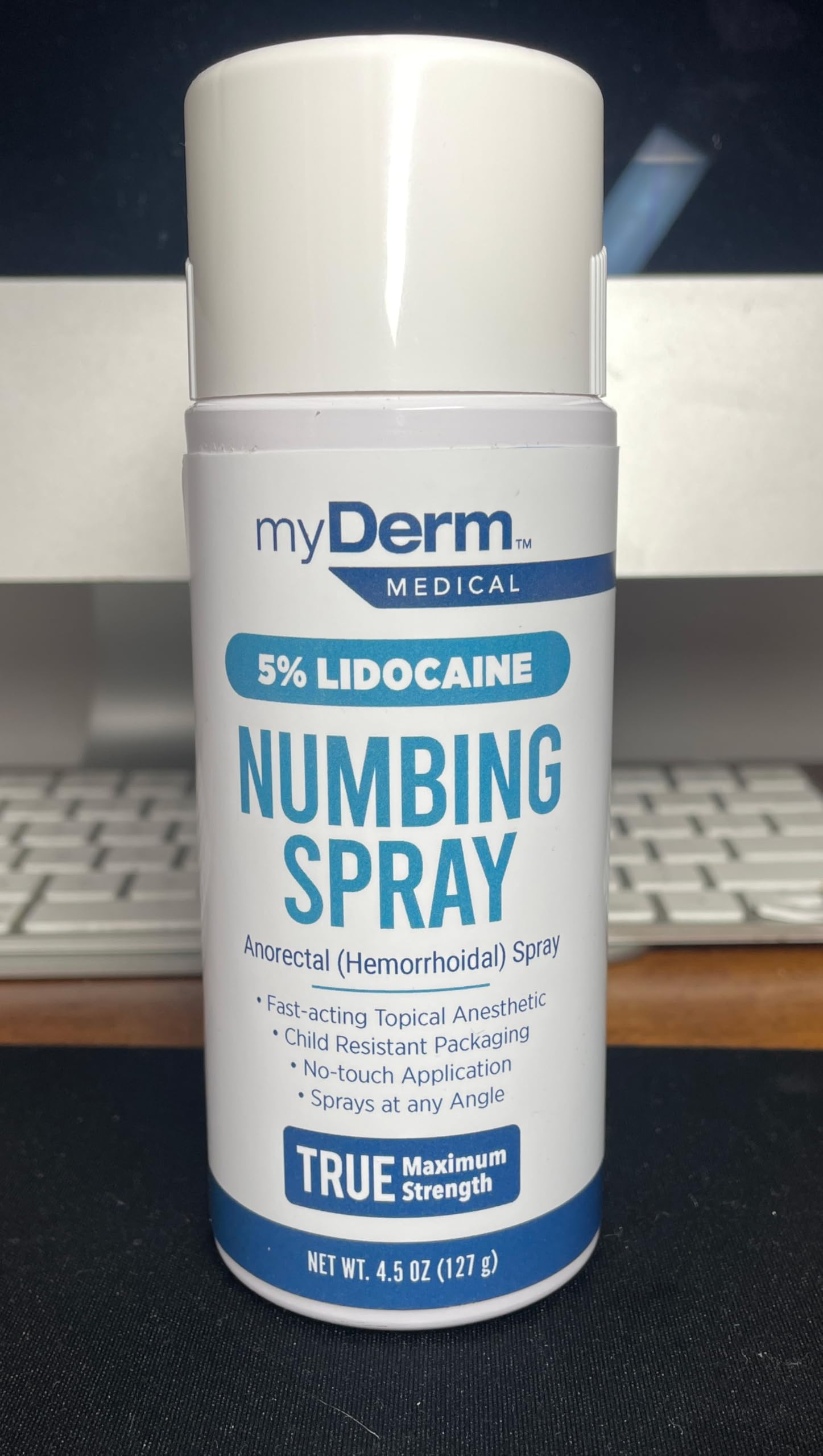 Myderm Medical Numbing Spray - 4.5oz - Maximum Strength 5% Lidocaine with Phenylephrine HCl and Witch Hazel - Fast-Acting Reliever with A Touch-Free Application - First Aid Supplies - Made in USA MydermAu supplements