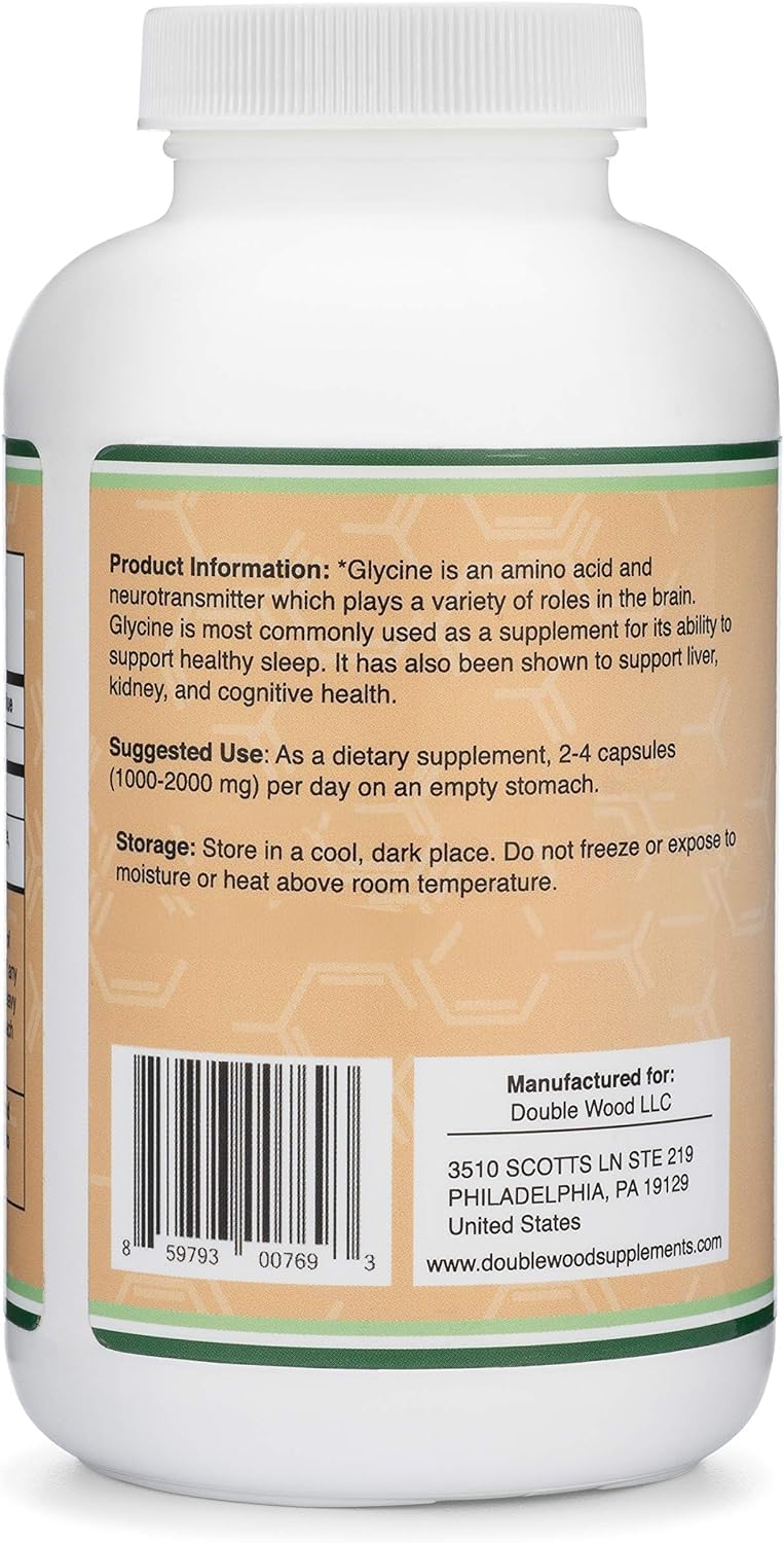 Glycine Supplement - 1,000mg Glycine Powder per Serving (300 Capsules) The Relaxing Amino Acid (Glicina) (Third Party Tested, Gluten Free, Non-GMO) by Double Wood Double Wood SupplementsAu supplements