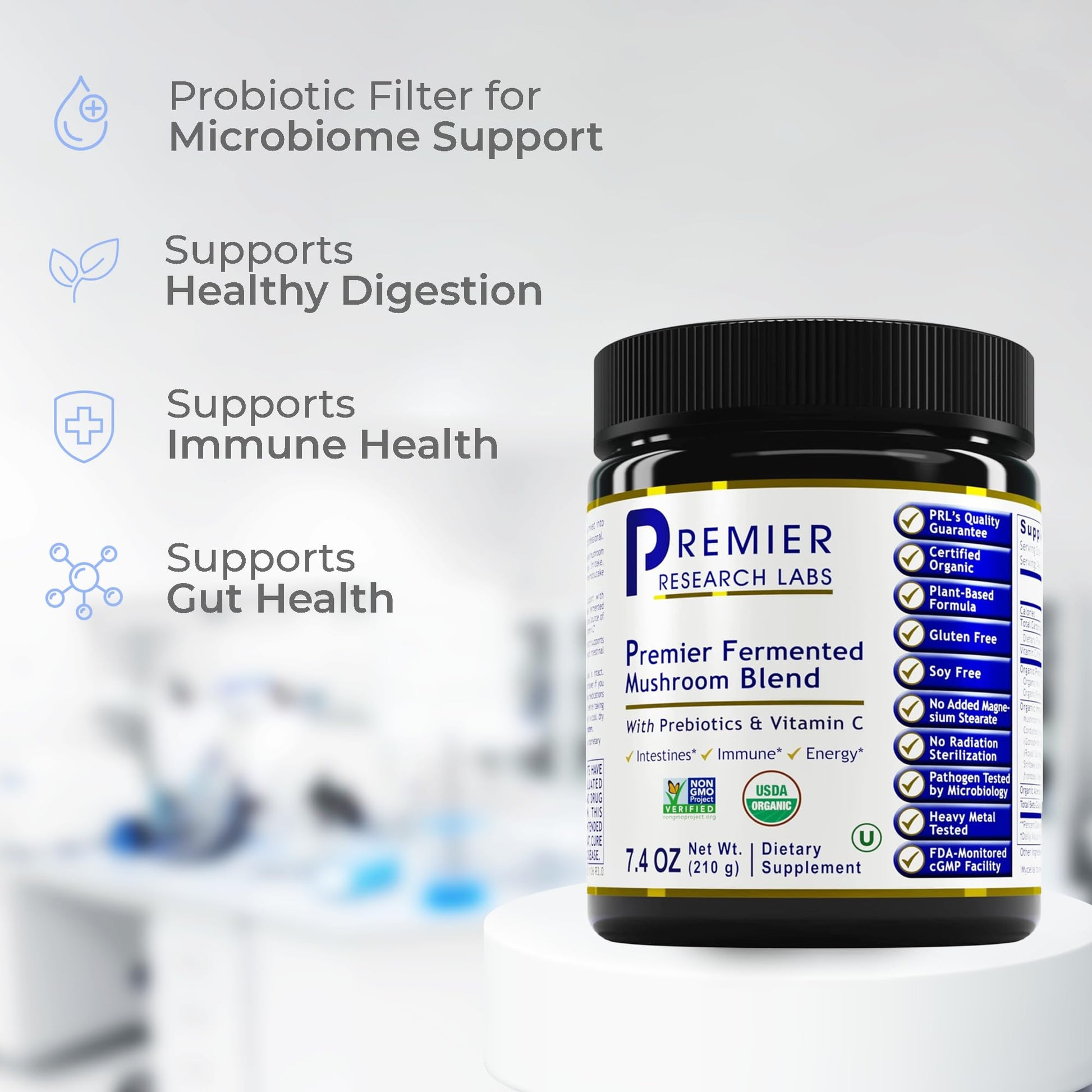 Premier Research Labs Premier Fermented Mushroom Blend - Reishi Mushroom Powder, Mushroom Extract for Drinks, Coffee, Mushroom Complex with Turkey Tail, Cordyceps for Immune & Gut Health - 7.4 oz Premier Research LabsAu supplements