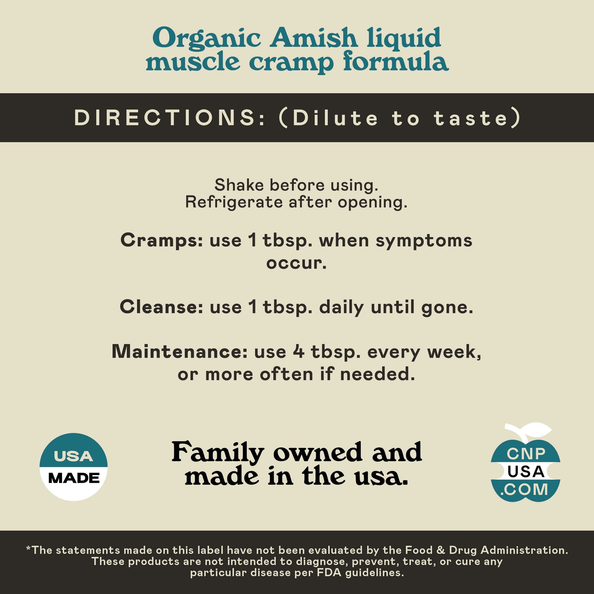 Organic Amish Leg Cramp Relief Liquid 16oz - Natural Muscle and Foot Support Supplement with Apple Cider Vinegar, Ginger, Garlic, Aloe, Fast Cramp Reducing Formula, Certified Organic, Made in USA Complete Natural ProductsAu supplements