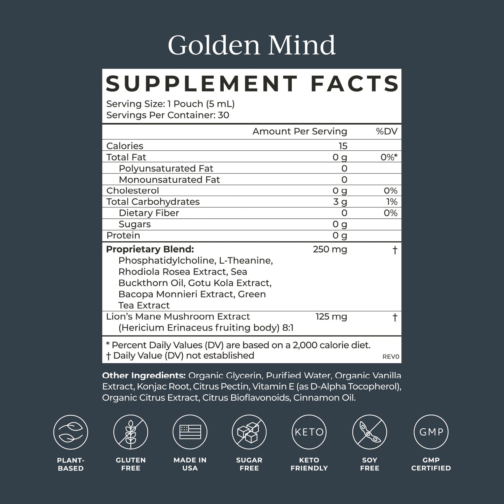 CYMBIOTIKA Golden Mind Nootropic - Boosts Focus, Memory, Alertness, Supports Nervous System with Bacopa, Green Tea, Lion’s Mane, L-Theanine, Rhodiola | 30 Pouches CYMBIOTIKAUS supplements