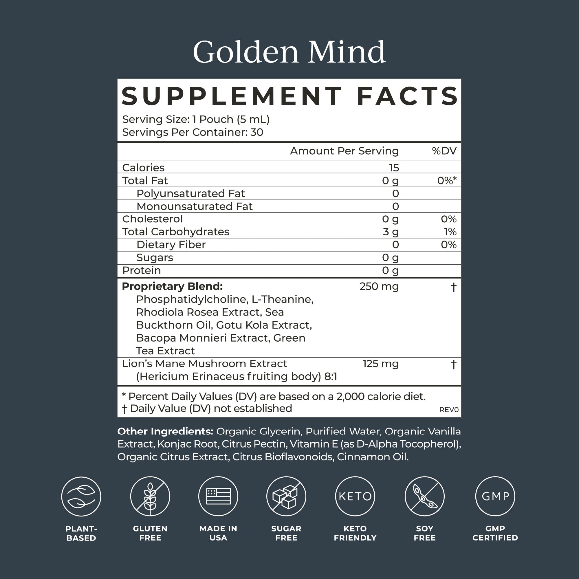 CYMBIOTIKA Golden Mind Nootropic - Boosts Focus, Memory, Alertness, Supports Nervous System with Bacopa, Green Tea, Lion’s Mane, L-Theanine, Rhodiola | 30 Pouches CYMBIOTIKAUS supplements