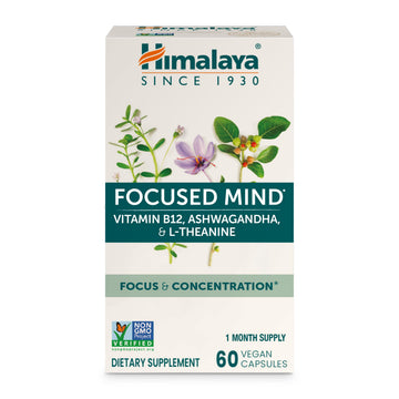 Himalaya Focused Mind Supplement, with Ashwagandha, Bacopa & L-Theanine for Attention, Focus and Energy Support, 60 Vegan Capsules, Gluten Free, 1 Month Supply HimalayaAu supplements