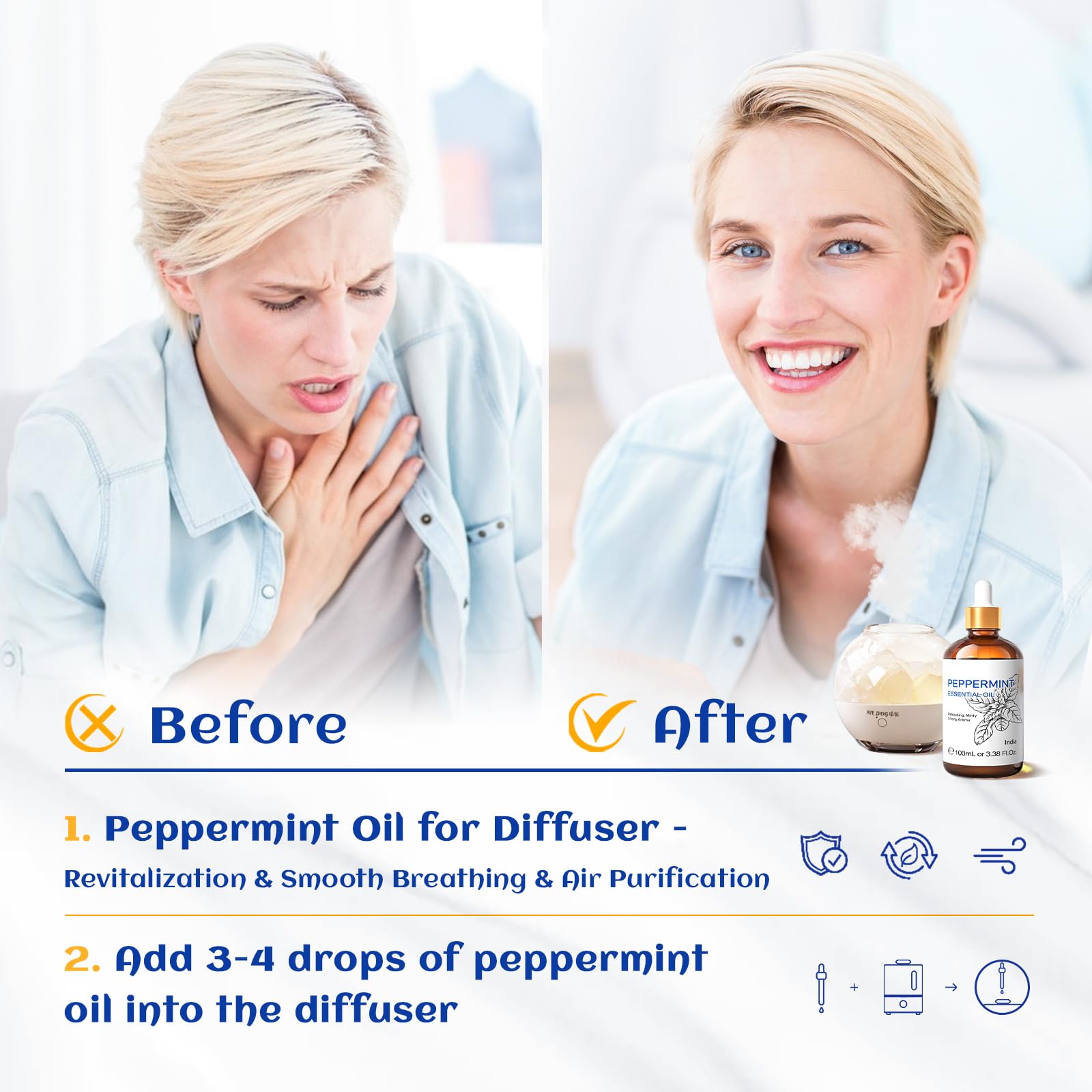 HIQILI Peppermint Essential Oil, 100% Pure Natural for Diffuser, Hair, Massage, Add to Spray HIQILIAu supplements