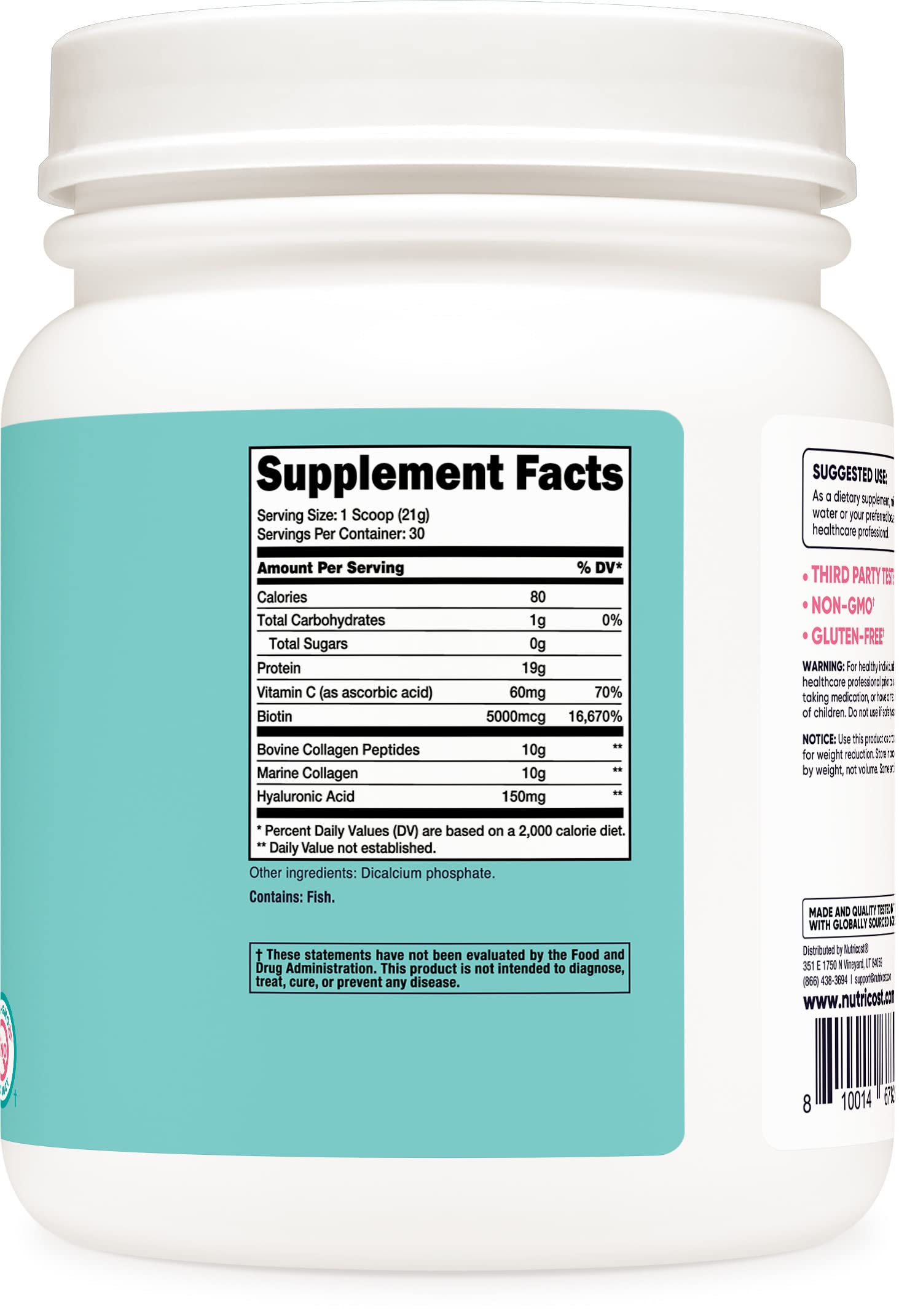 Nutricost Collagen for Women 30 Servings (Unflavored) - Grass-Fed Collagen Peptides NutricostUS supplements
