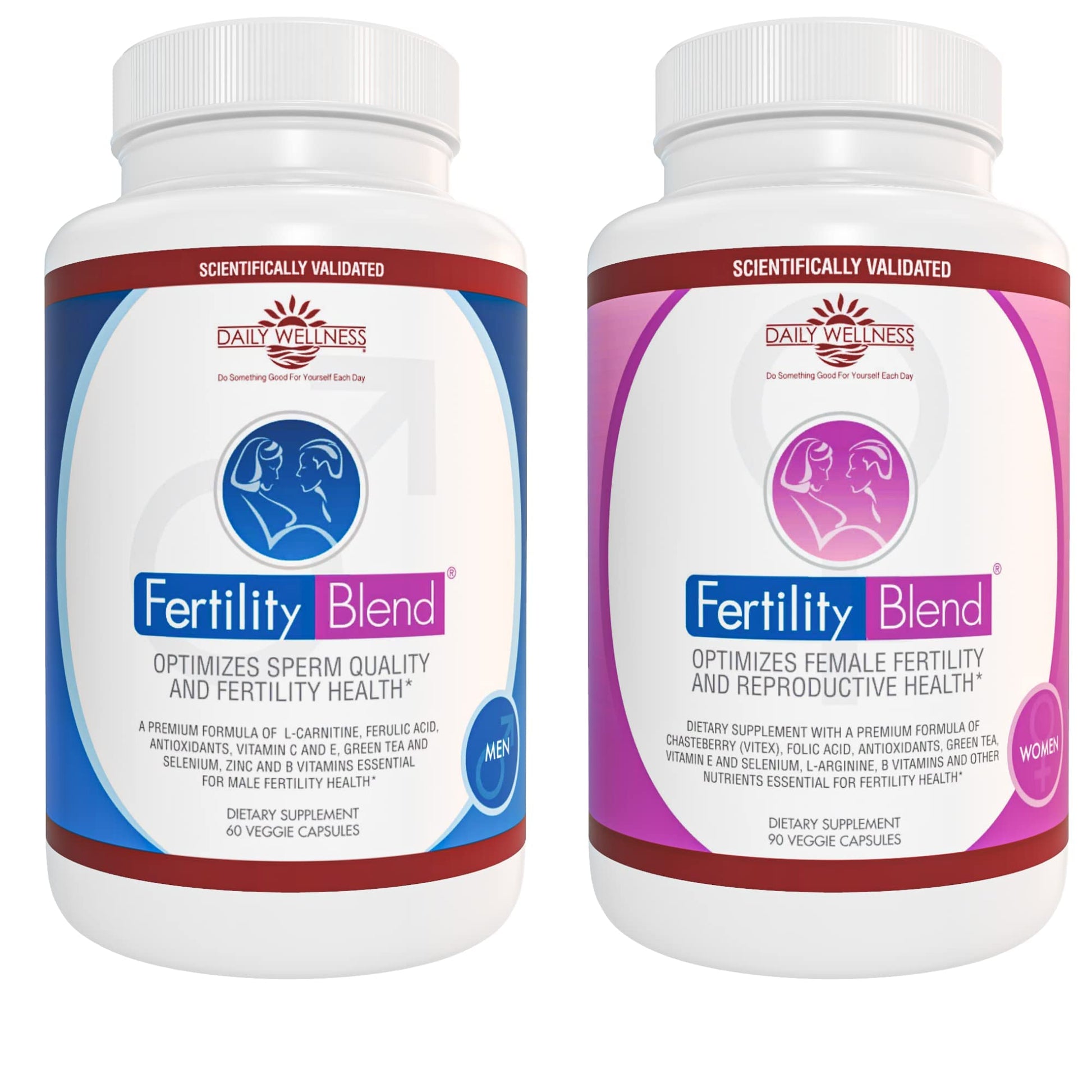 One Month Supply Each-FERTILITY BLEND Supplement for MEN (60 Tablets) and FERTILITY BLEND Supplement for WOMEN (90 Tablets).by The Daily Wellness Co. Fertility BlendAu supplements