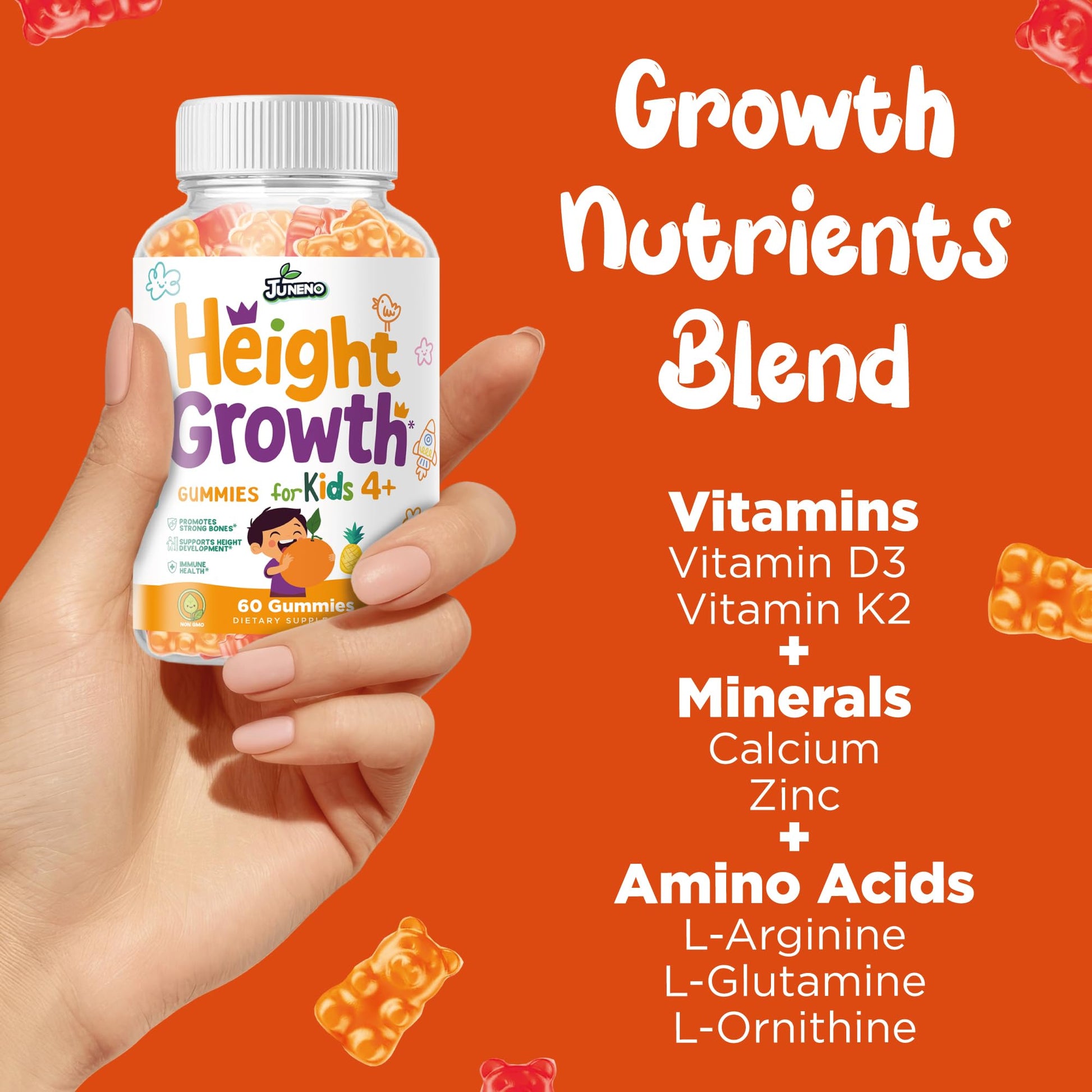 Juneno Height Growth Vitamins Supplement Gummies - Grow Taller for Teens Kids Boys Girls - Natural Height Increaser Maximizer Multivitamin JunenoAu supplements