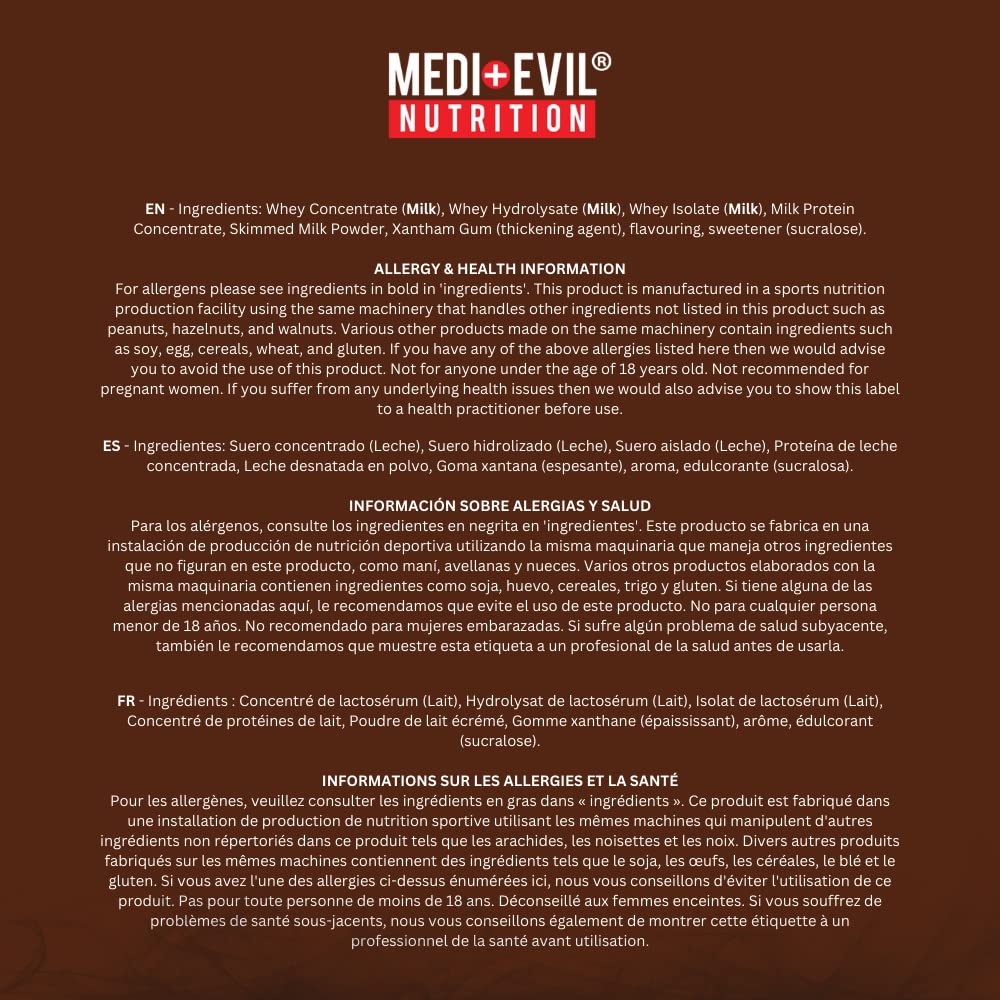 Medi-Evil Nutrition Whey Dynamic Protein, Triple Chocolate Flavour, 600g, 20 Servings Medi-EvilAu supplements