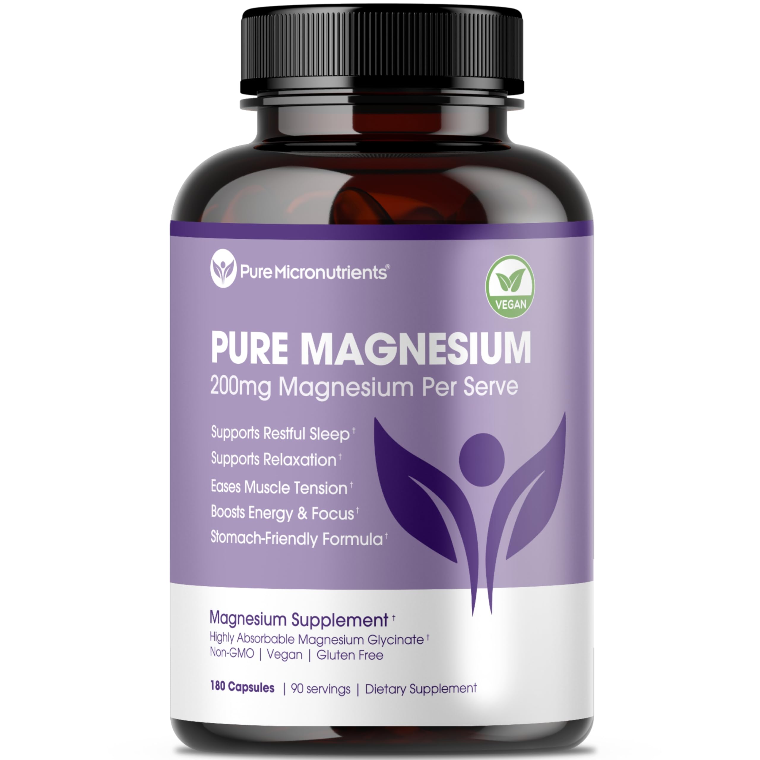 Pure Magnesium Glycinate Supplement – Highly Absorbable Chelated Magnesium to Support Sleep, Muscle & Nerve Health, Energy, Relaxation & Bone Health