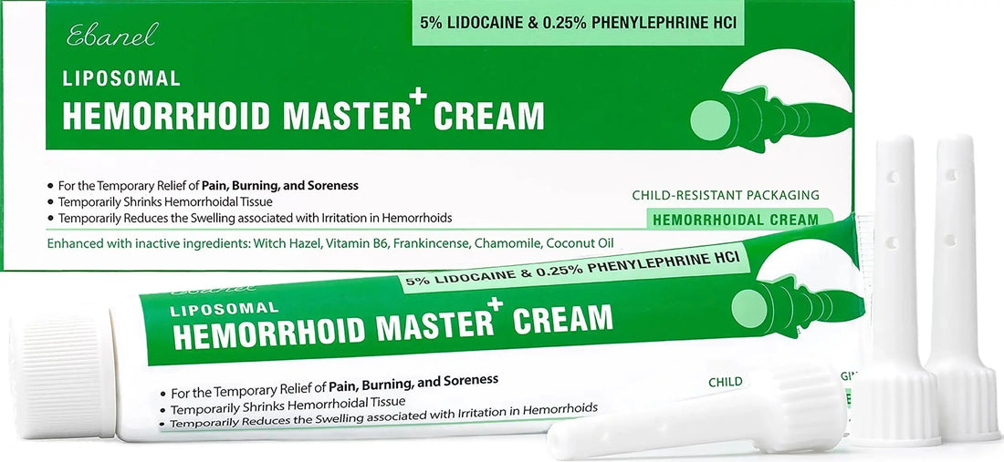 Ebanel 5% Lidocaine Hemorrhoid Treatment Cream with Witch Hazel, Phenylephrine, Horse Chestnut, Vitamin B6, Zinc Oxide, External and Internal Hemorrhoids Treatment Burn Itch Pain Relief Anal Cream EbanelAu supplements