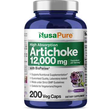 NusaPure Artichoke 20:1 Extract, 600 mg Equivalent to 12,000mg 200 Veggie caps (Non-GMO, Gluten Free) NusaPureAu supplements