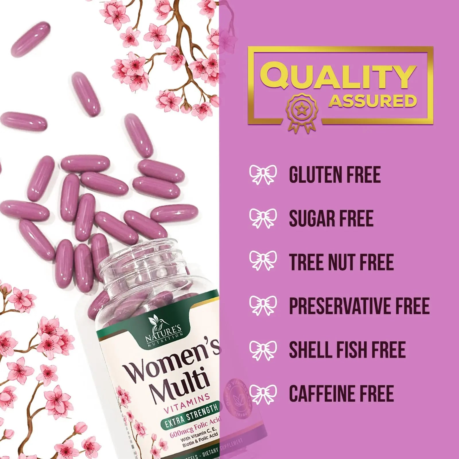 Multivitamin for Women - Complete Daily Womens Multivitamins with Calcium, Folic Acid, Vitamin A, C, D, E, & B Vitamins Nature's NutritionAu supplements