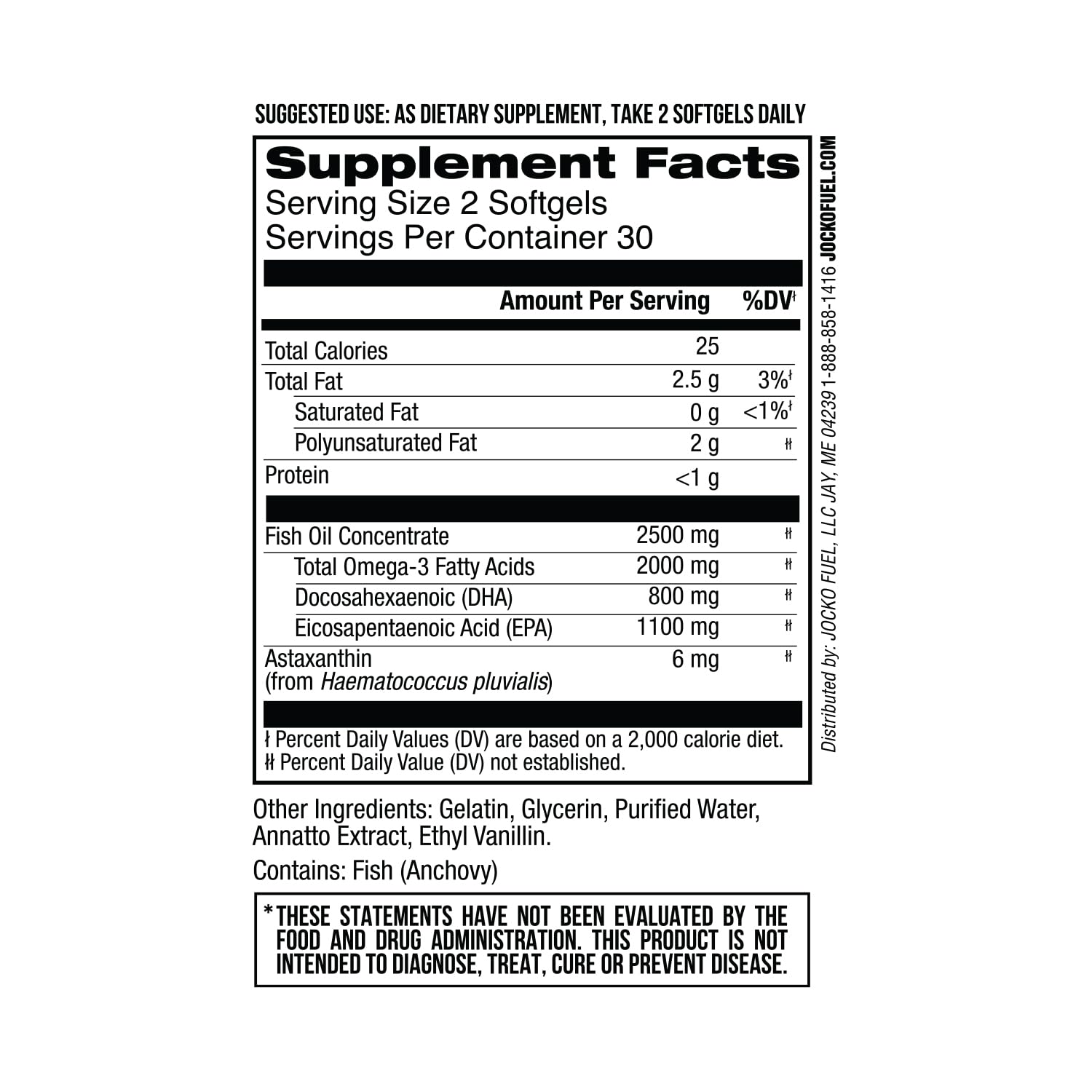Jocko Fuel Omega 3 Fish Oil Supplement 2000mg - Burpless Fatty Acid Supplement, Wild Caught, Powerful Antioxidant with Astaxanthin (60 Capsules) Jocko FuelAu supplements