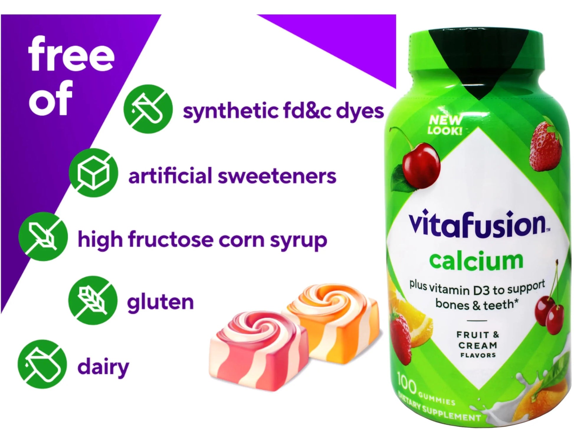Vitafusion Calcium Adult Gummy Vitamins, 100 Gummy Vitamins VitafusionAu supplements