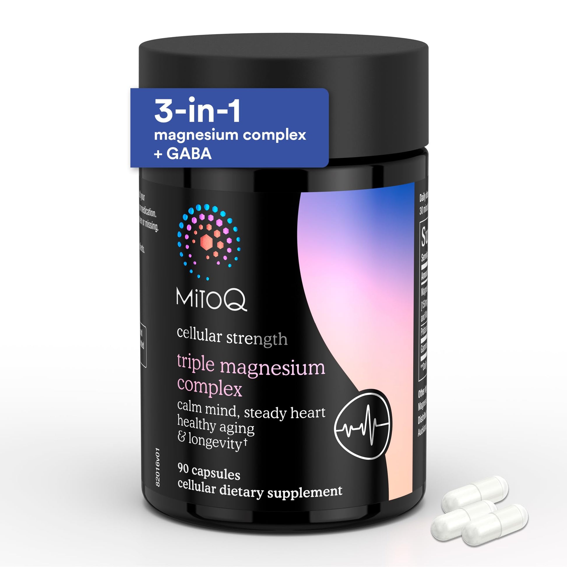 MitoQ Triple Magnesium Complex | Magnesium Glycinate, Taurinate, Oxide with GABA for Heart Health, Stress Management, & Deeper Sleep | High Absorption | 90 Capsules MitoQAu supplements