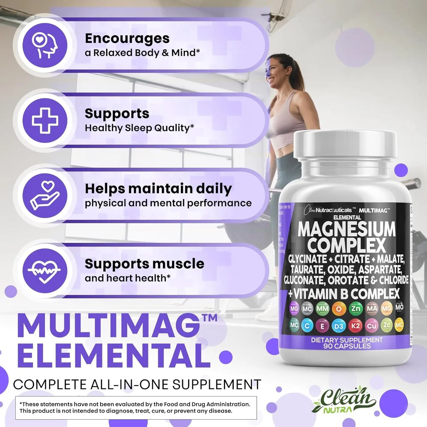 Clean Nutraceuticals Magnesium Complex with Magnesium Glycinate Citrate Malate Oxide Taurate Aspartate Orotate & Mag Chloride, Zinc Copper Manganese (90 Count (Pack of 2)) Clean Nutraceuticalsnz supplements