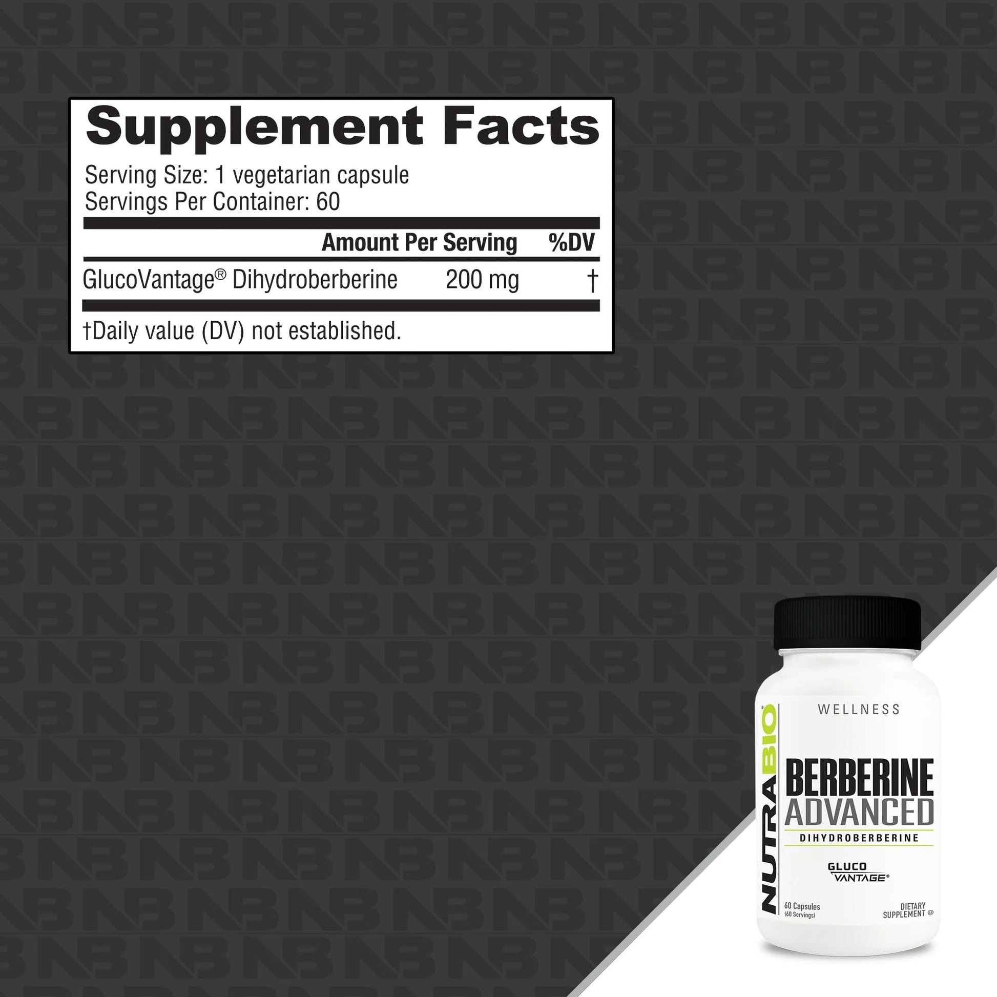 NutraBio Berberine Advanced Supplement (Dihydroberberine), 200 mg - Provides Advanced Absorption Carbohydrate Tolerance Support, 60 Caps NutraBioAu supplements