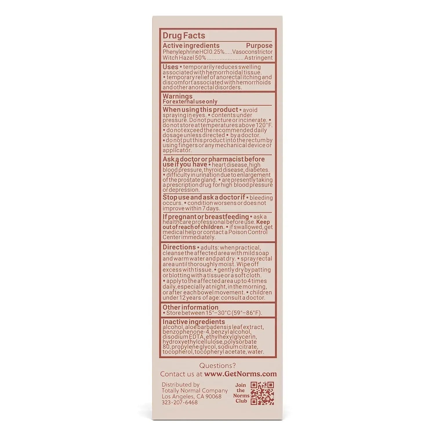 Norms Cooling Hemorrhoid Spray, Maximum Strength Touch-Free Relief with Phenylephrine, Witch Hazel, Aloe, Shrinks Swelling, Calms Itching, Soothes on Contact, 3oz Spray NormsAu supplements
