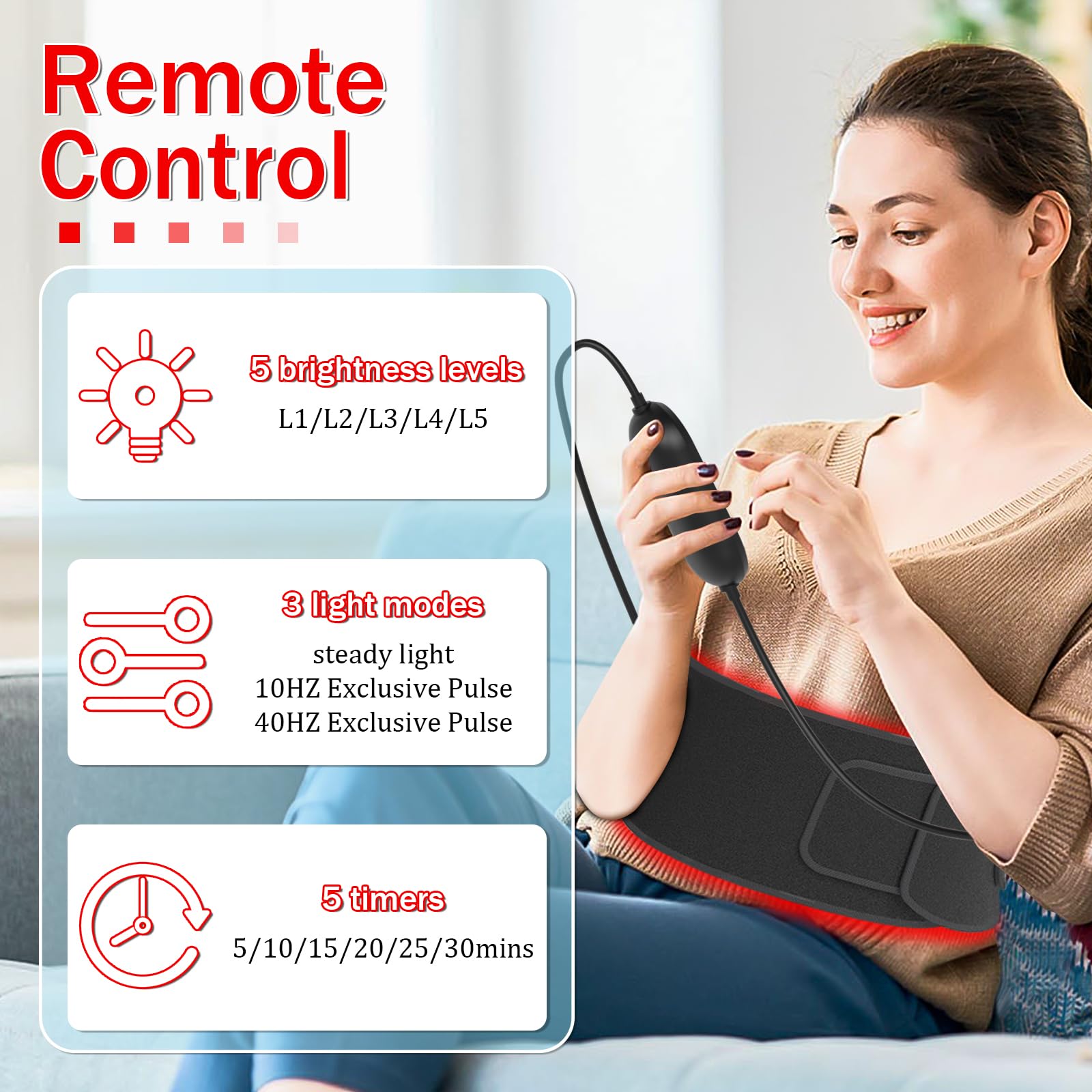 Red Light Therapy Belt Near-Infrared-Light Therapy Wrap for Body Wearable Large Pad for Waist Back Shoulder with Timer Controller AptoyuAu supplements