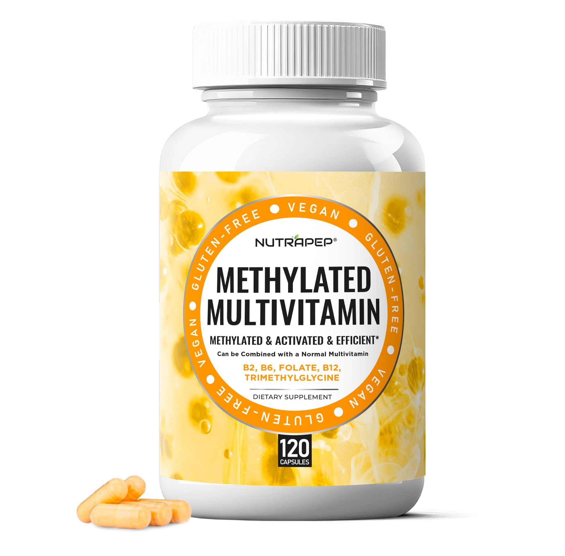 NutraPep Methylated Multivitamin for Men Women - 5-MTHF Riboflavin Vitamin B2 B6 B12 B Complex Trimethylglycine Methyl Folate L Methylfolate Capsules Supplement NutraPepAu supplements