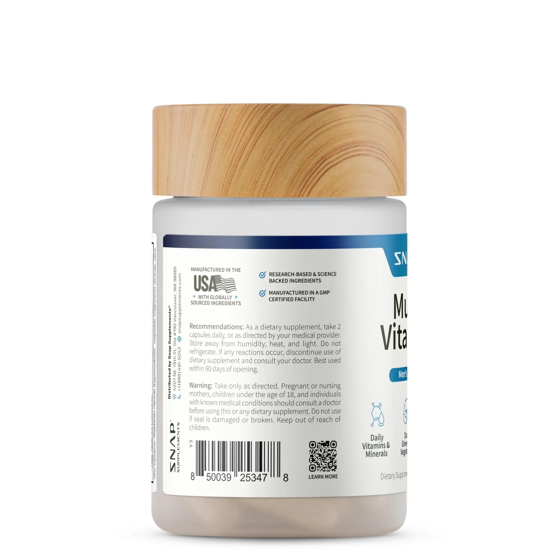 Snap Supplements Men's Multivitamins - Daily Vitamins & Minerals for Men - Vitamin D, B12, Zinc, Herbs & Vitamin C Snap SupplementsAu supplements