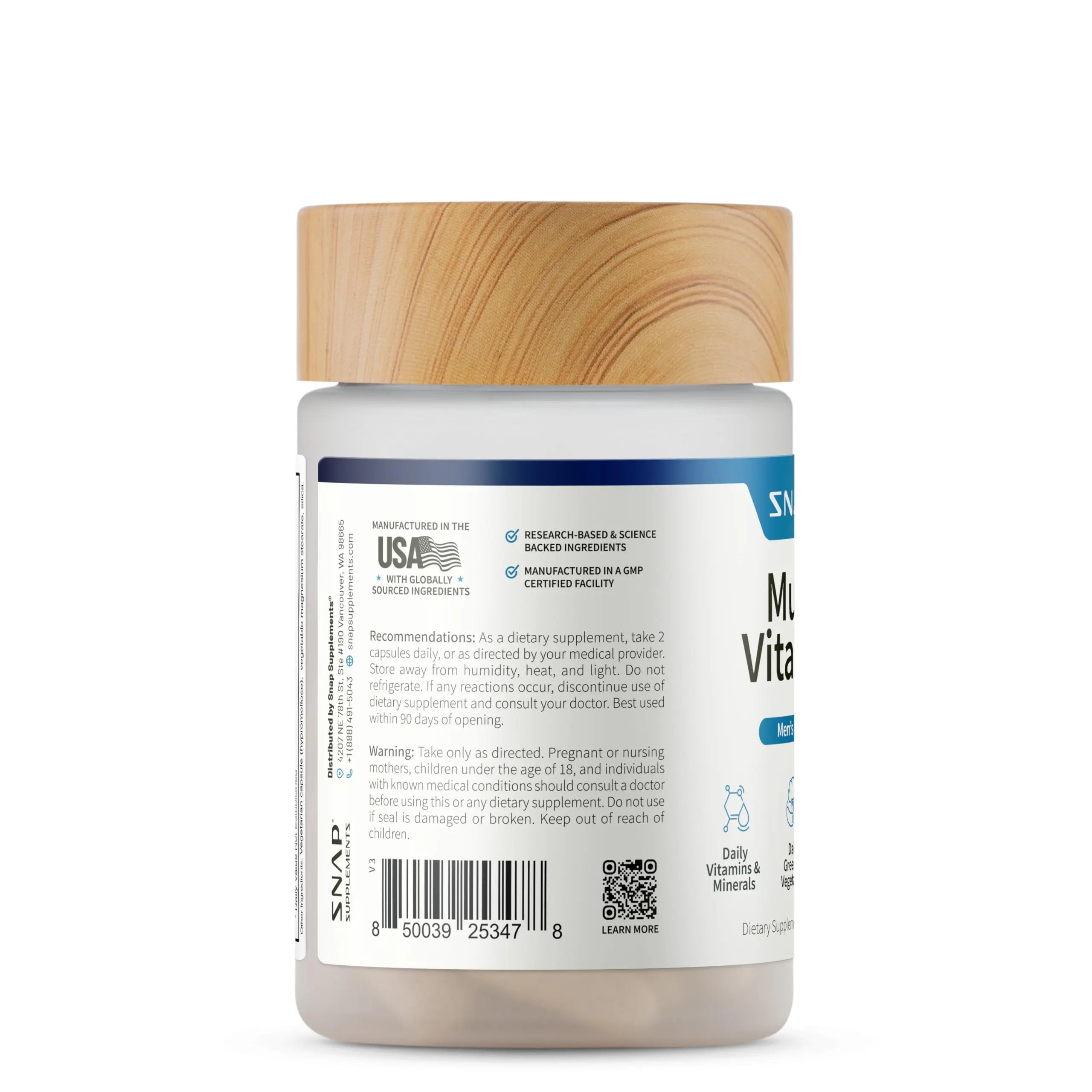 Snap Supplements Men's Multivitamins - Daily Vitamins & Minerals for Men - Vitamin D, B12, Zinc, Herbs & Vitamin C Snap SupplementsAu supplements