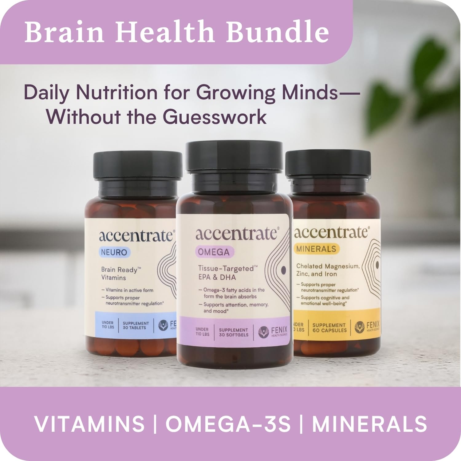Omega w/LYSOVETA LPC | EPA & DHA Supplements for Brain Health | Focus, Attention, Memory, & Mood | 6X Higher Absorption Than Fish Oil | Omega-3 Fatty Acid Supplements | Highest Potency LPC-DHA AccentrateAu supplements