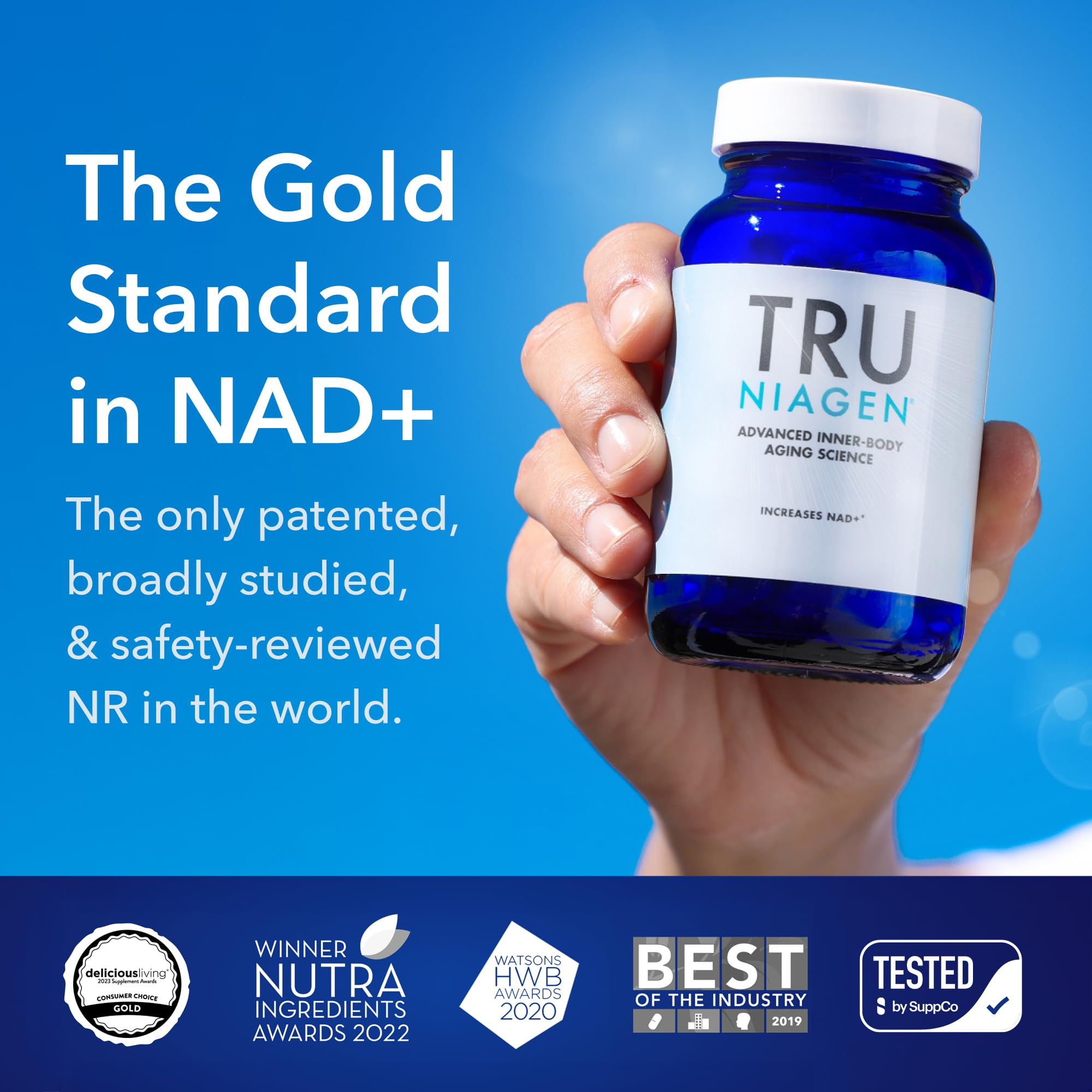TRU NIAGEN Patented NAD Supplement for Brain Function, Anti Aging & Cell Regeneration, Niagen, 60 300mg Servings | Supports Cellular Energy, Muscle | Nicotinamide Riboside (NR) Take 2 Daily | 1 Bottle TRU NIAGENAu supplements