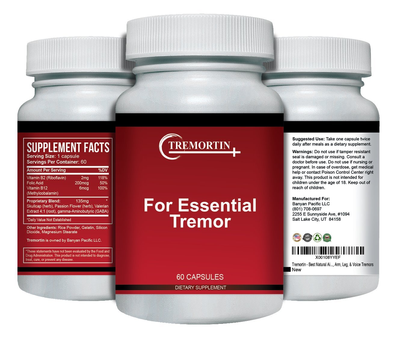 Tremortin – Natural Essential Tremor Herbal Supplement - Offers Relief for Shaky Hands, Arm, Leg and Voice Tremors (60 Capsules) TremortinAu supplements