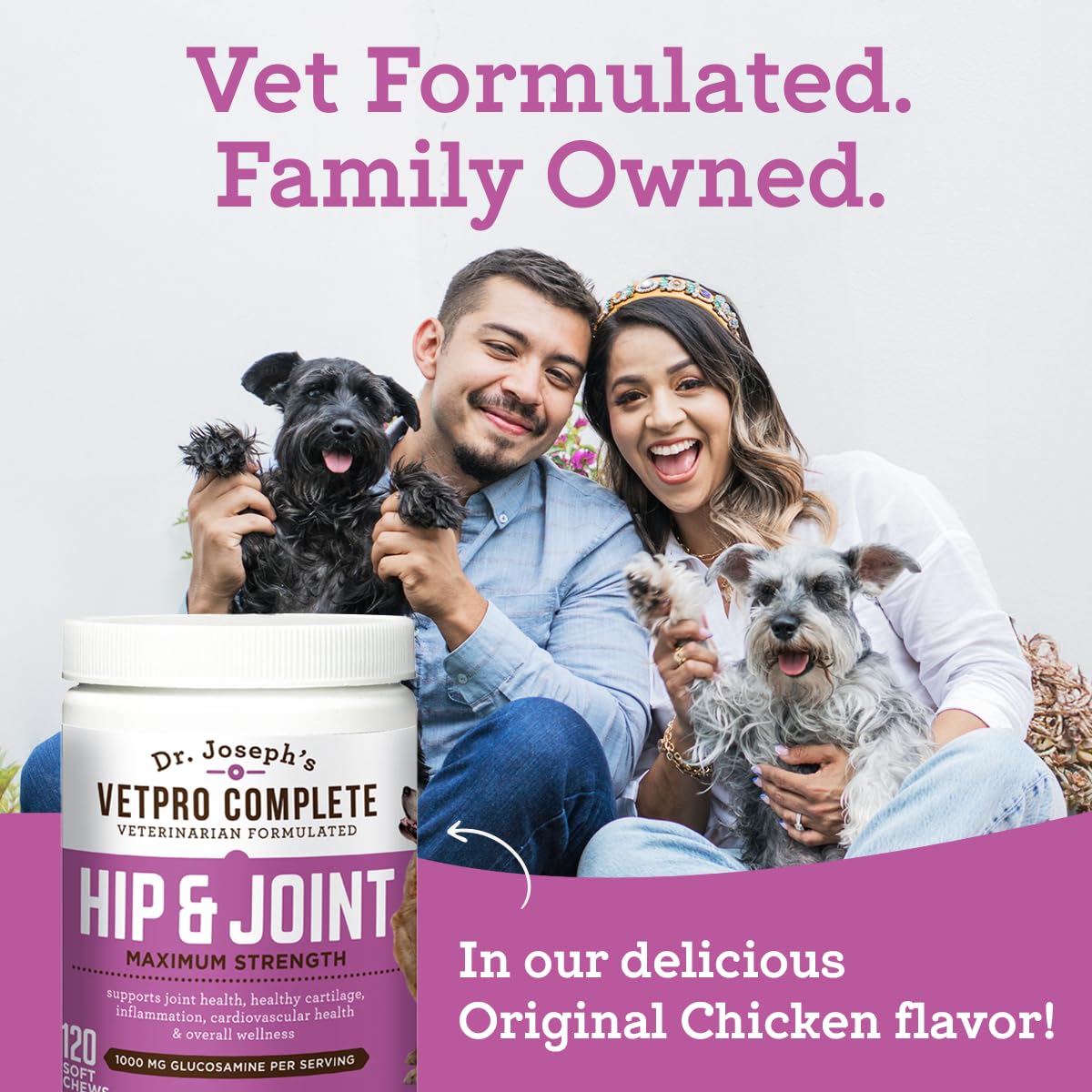 Dr. Joseph's VetPro Complete Dog Hip & Joint Supplement for Arthritis Pain Relief – High-Strength Glucosamine & Chondroitin Chews for Senior Dogs – Vet Formulated Daily Treats, Chicken Flavor, 60 Ct VetPro CompleteAu supplements