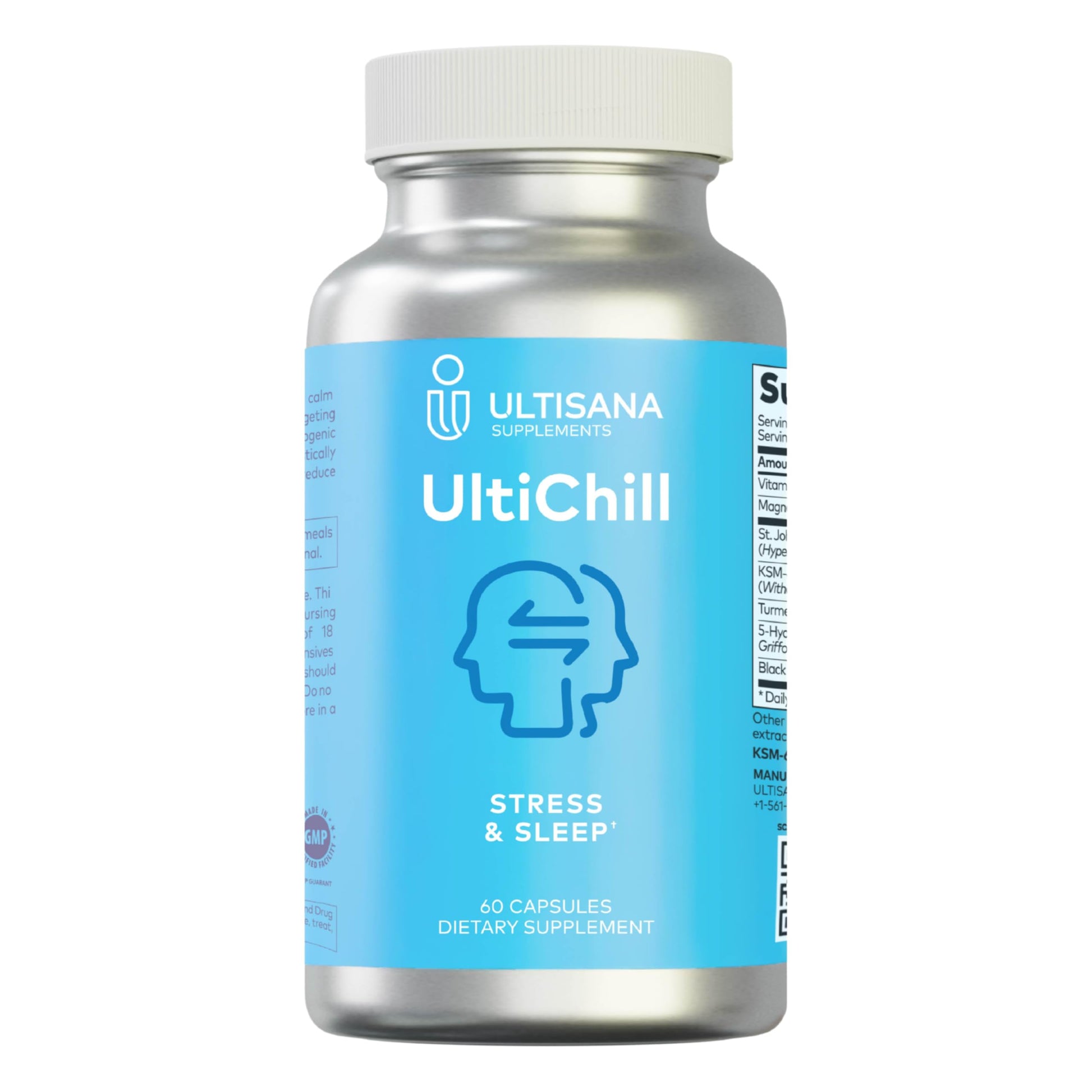 Ultisana UltiChill Stress Relief Supplement, Non-Drowsy | for Enhanced Mood, Immune Booster & Sleep Support | Magnesium Glycinate, Vitamin B6, KSM-66 Ashwagandha, Turmeric & 5-HTP | Non-GMO, 60 Count UltisanaAu supplements