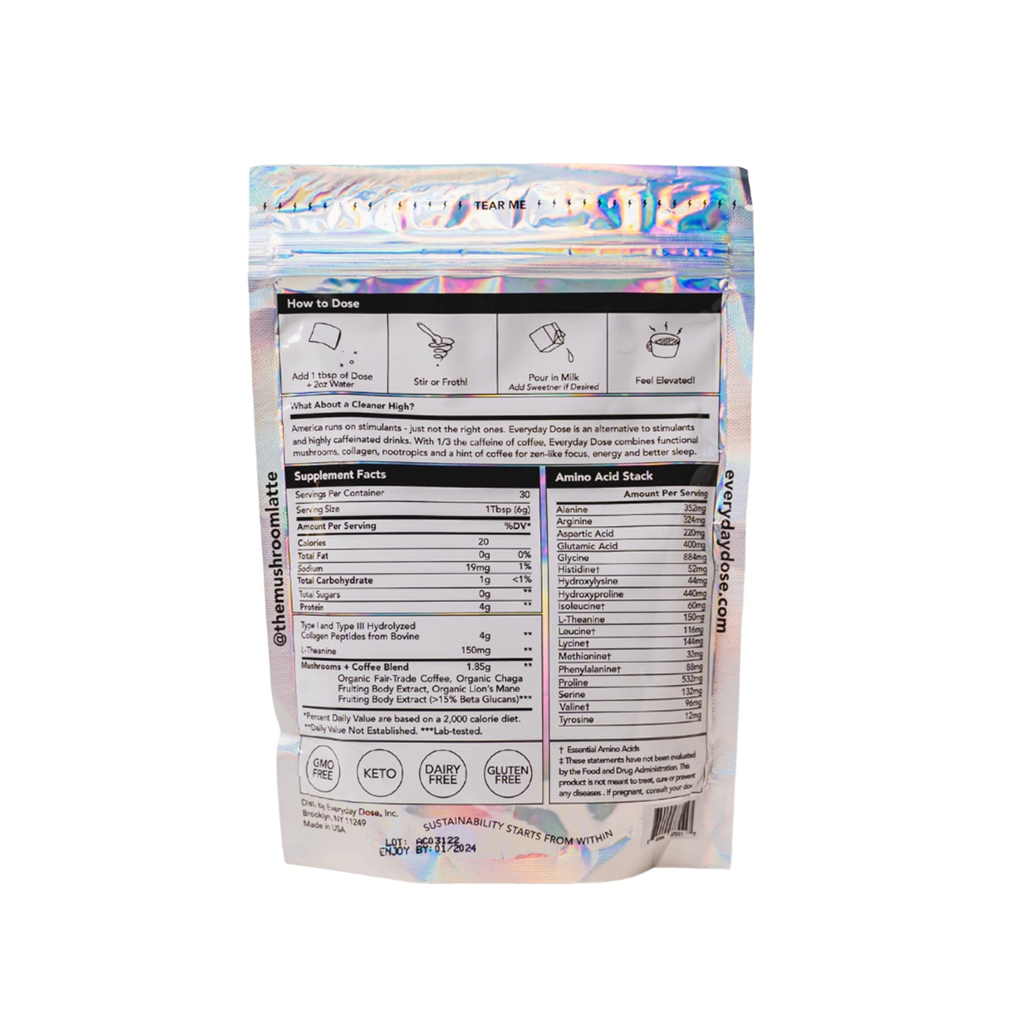 The Mushroom Latte by Everyday Dose | Premium Coffee Extract with Grass-Fed Collagen Everyday DoseUS supplements