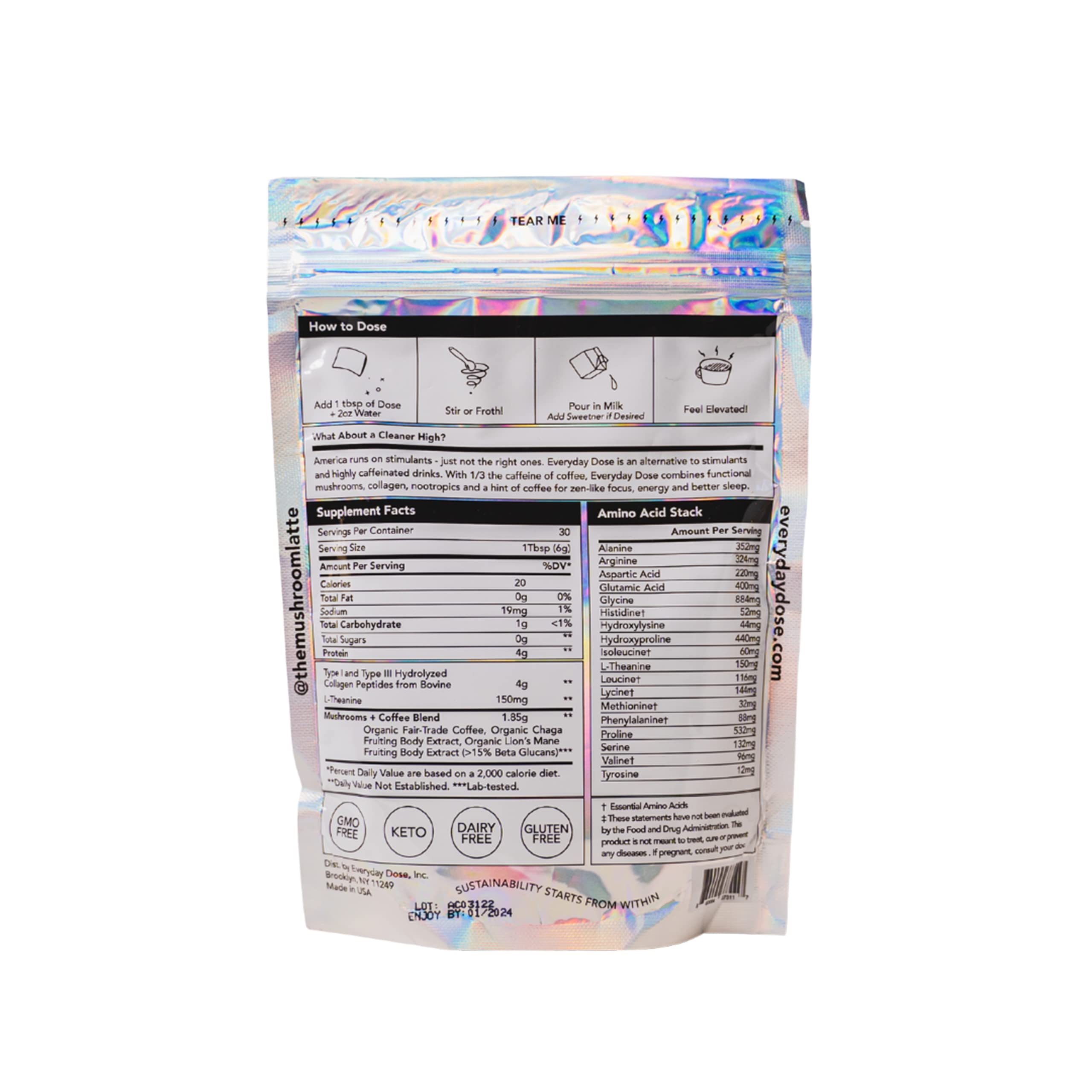 The Mushroom Latte by Everyday Dose | Premium Coffee Extract with Grass-Fed Collagen Everyday DoseUS supplements