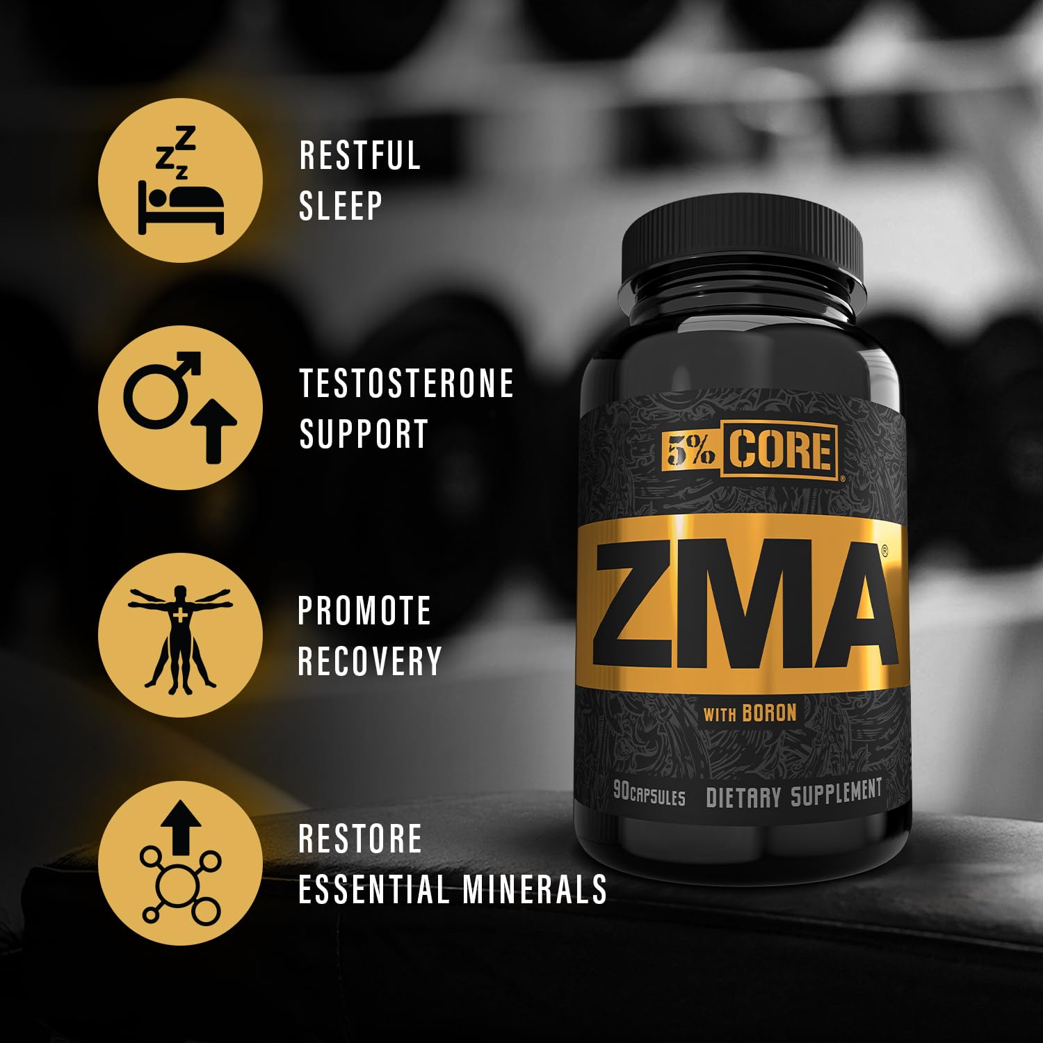 5% Nutrition Core ZMA (with Boron) | Promotes Recovery by Restoring Levels of Zinc, Magnesium & Vitamin B-6 (90 Capsules) 5% NutritionAu supplements