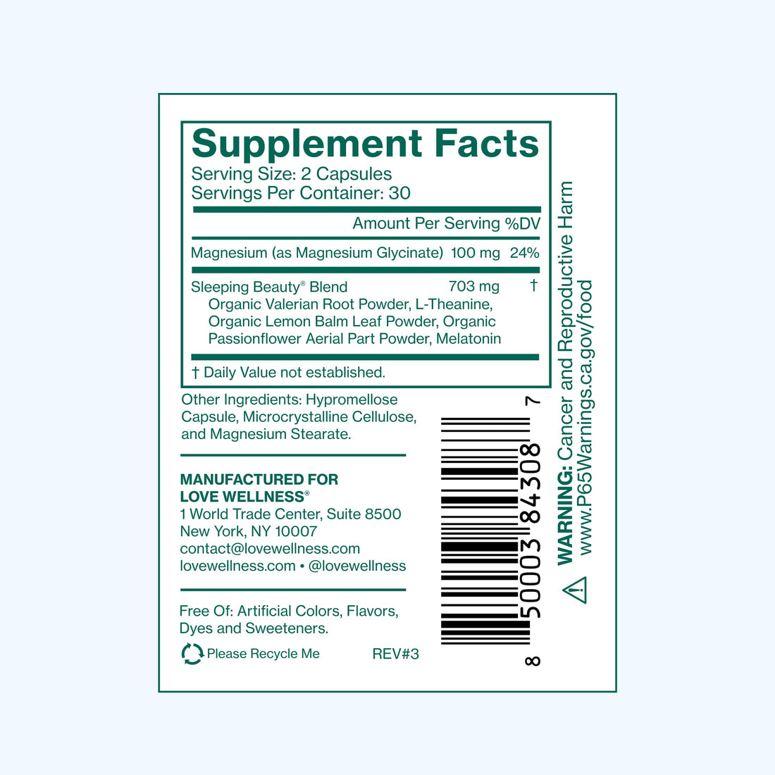 Love Wellness Sleeping Beauty | Sleep Support with Melatonin, Magnesium & L-Theanine | Promotes Restful Sleep, Relaxation & Calmness | Organic Valerian Root Powder & Lemon Balm | 60 Count Love WellnessUS supplements