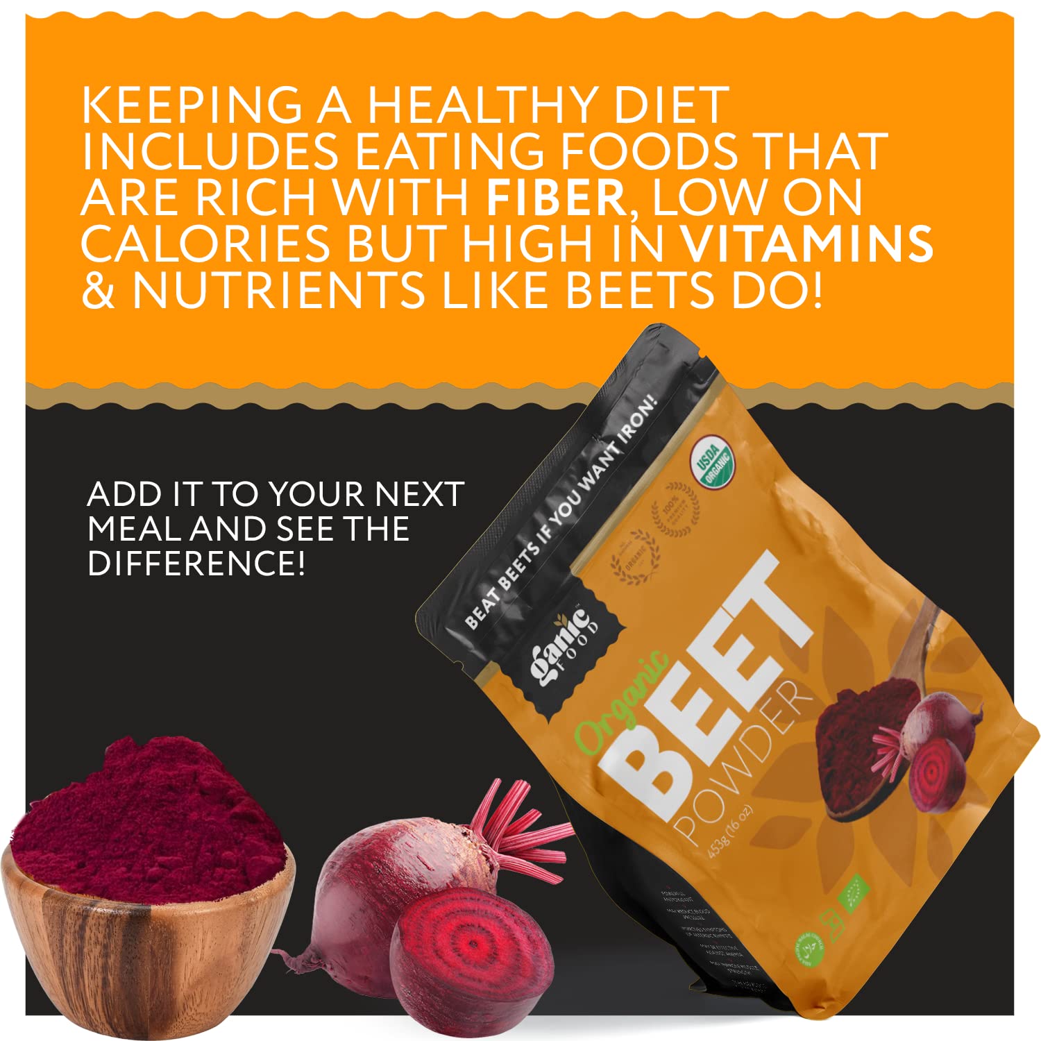 Ganic Food Organic Beetroot Powder, 16 Ounces Ganic FoodAu supplements