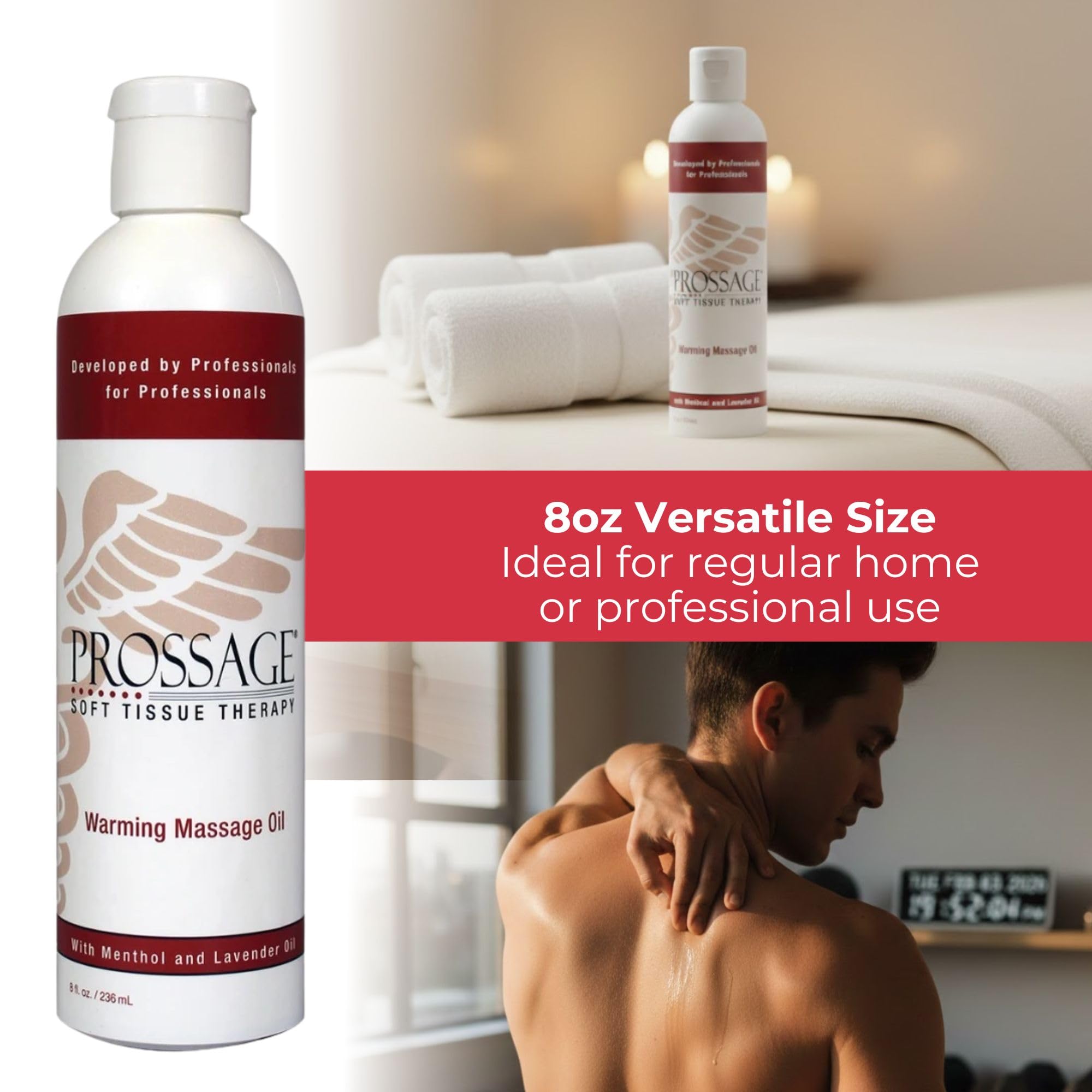Prossage Heat Warming Relief Massage Oil for Therapuetic Massages, Deep Tissue Massages, and Aromatherapy, Topical Reliever, 8 Ounce Bottle THERABANDAu supplements