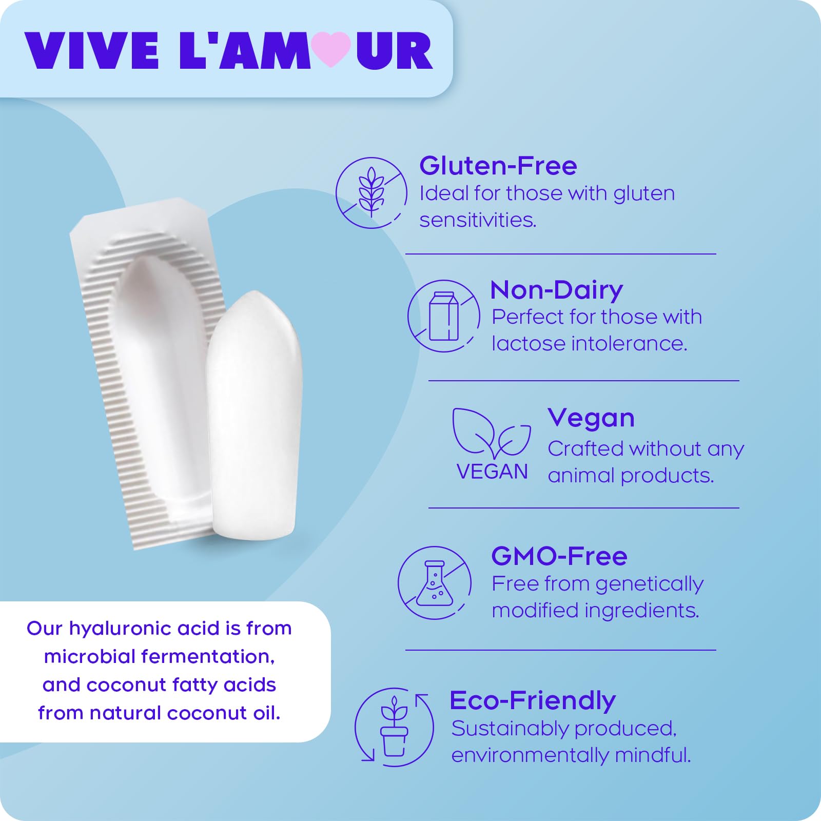 Vive L'Amour 15mg Hyaluronic Acid Vaginal Suppositories (2-Pack, 24 Count), Vaginal Moisturizer, Continuous Hydration, Relieves Vaginal Dryness, Restores Natural Softness & Elasticity, Vaginal Health Vive L'AmourUS supplements