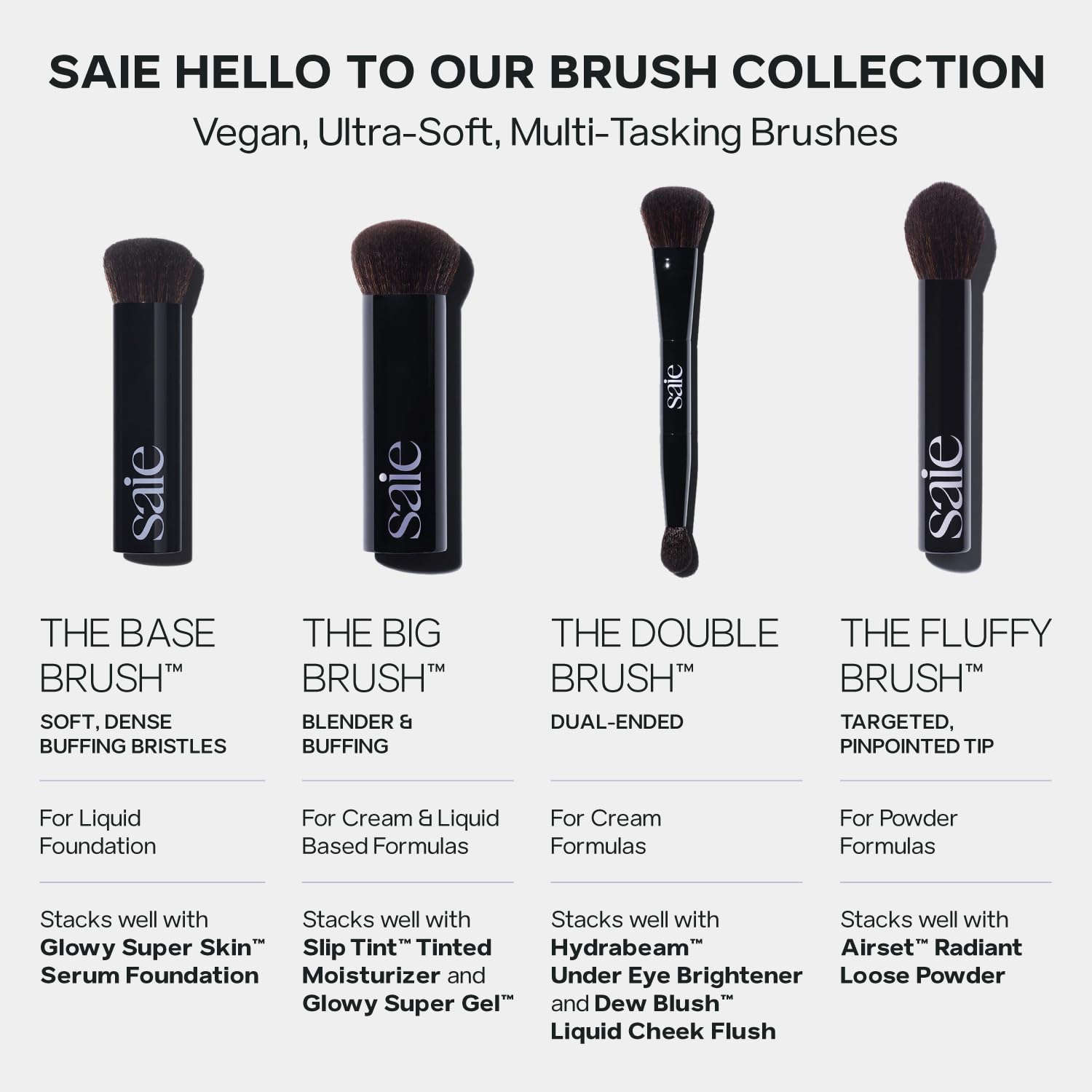 Saie Sun Melt Duo - The Big Brush - Soft, Multi-Use Liquid + Cream Makeup Brush With Synthetic Bristles Bundled With Sun Melt Bronzer in Tan Bronze - Buildable Cream Contour with Velvet Finish (1 oz) SaieAu supplements