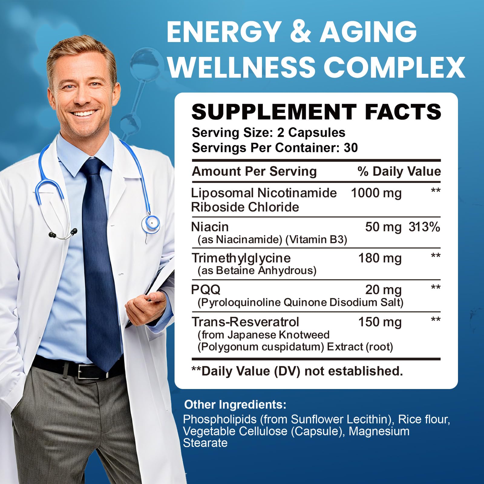CNCHEF Liposomal NAD Supplement -1000mg, NAD Resveratrol Supplement for Women & Men with Nicotinamide Riboside, Resveratrol, PQQ & TMG, NAD Plus Boosts NAD+ Levels, Anti-Aging & Brain, 60 Capsules CNCHEFAu supplements