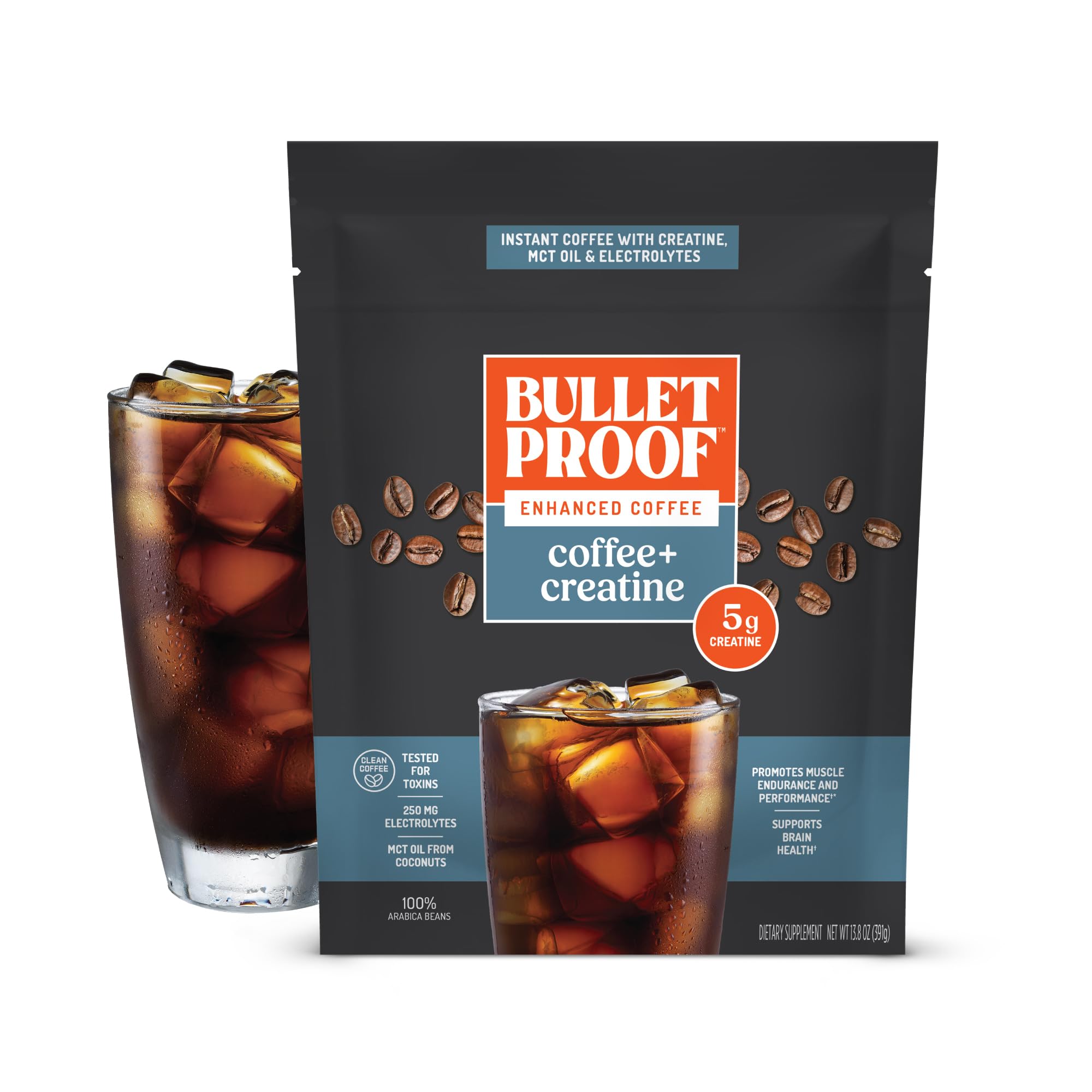 Bulletproof Coffee + Creatine Instant Coffee, 5g Micronized Creatine Monohydrate with Electrolytes & MCT Oil, Clean Toxin-Tested Beans, Energy & Performance Support, 38 Servings BulletproofAu supplements