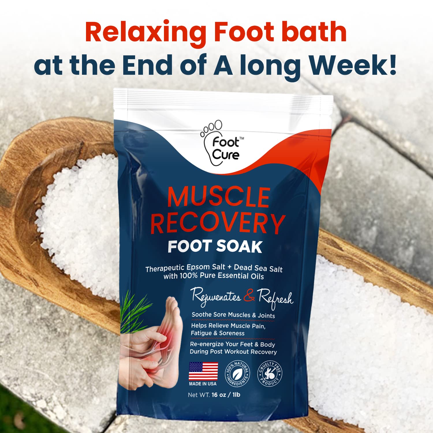 Muscle Relief Foot Soak with Epsom Salts - All Natural Salts for Post Workout Recovery FOOT CUREUS supplements
