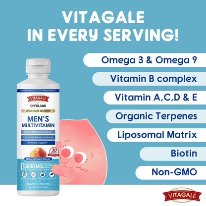 oppuland - Men's Multivitamin - Liquid Supplement - Liposomal Delivery - Daily Multi Vitamin with Biotin B Complex Omega-3 - Hair & Nail Support Vitamin oppulandUS supplements