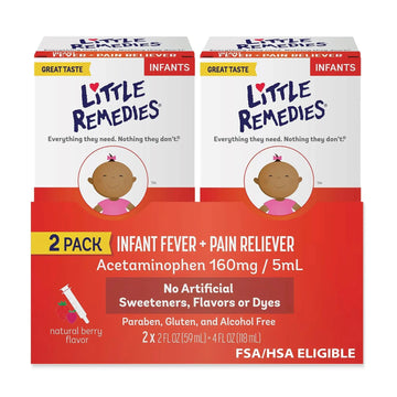 Little Remedies Infant Fever & Pain Reliever with Acetaminophen, Baby Medicine with No Artificial Sweeteners, Flavors or Dyes, Natural Berry Flavor, 2 Fl Oz, Pack of 2 Little RemediesAu supplements