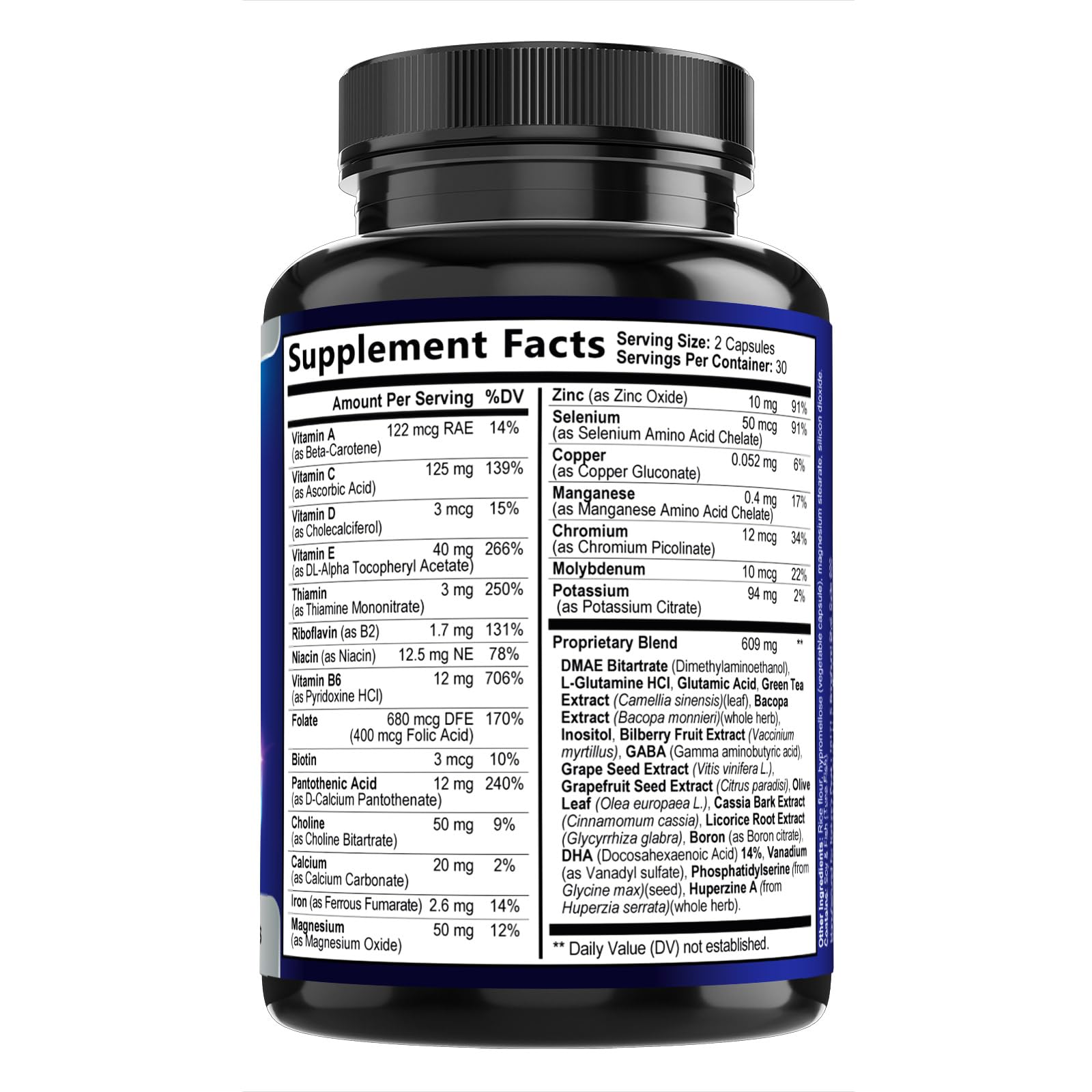 Brain Memory Supplement - 3X Strength Nootropics for Concentration, Clarity & Focus Support - Brain Health Cognitive Vitamins with Bacopa, Phosphatidylserine & DMAE, Brain Booster Pills, 60 Capsules Nature's PeakAu supplements