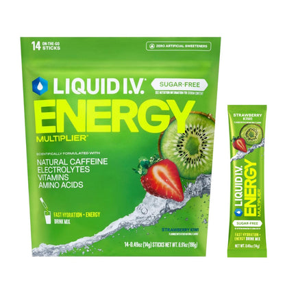 Liquid I.V.® Hydration Multiplier Sugar Free + Energy - Strawberry Kiwi | Electrolyte Powder Drink Mix | 1 Pack (14 Servings) Liquid I.V.US supplements