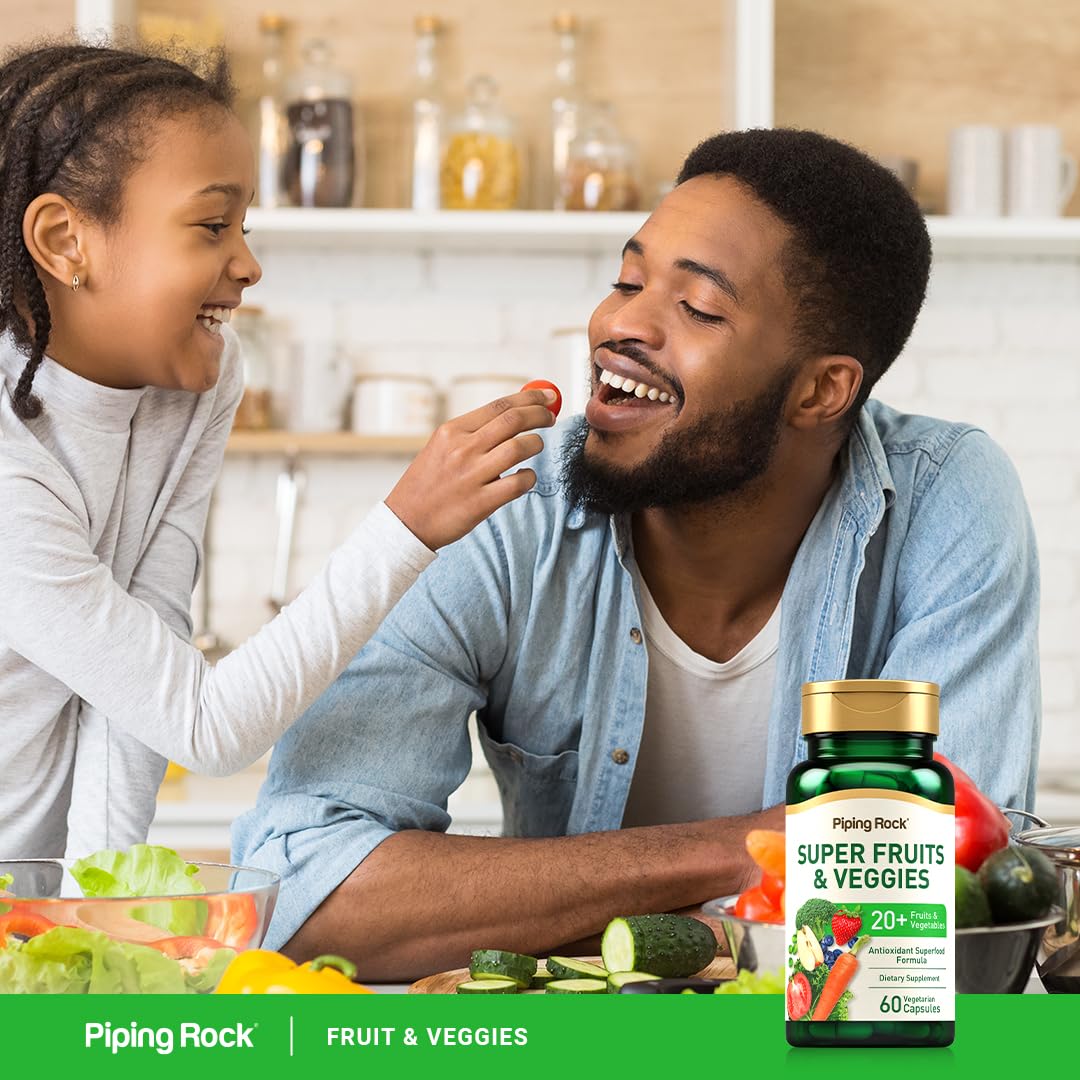 Piping Rock Fruits and Veggies Supplement | 60 Capsules | Superfood Fruit and Vegetables Vitamins | with Prebiotic Blend | Vegetarian Formula | Non-GMO, Gluten Free Piping RockAu supplements