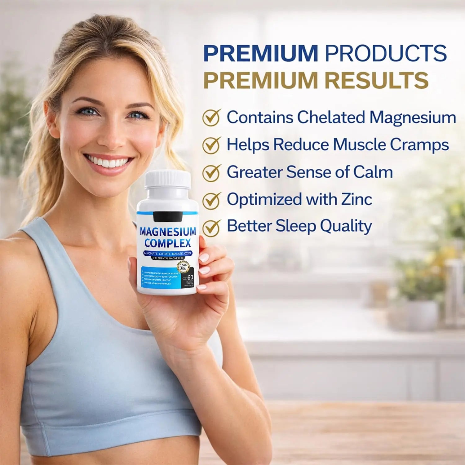 Magnesium Complex for Women & Men 1000mg — 7-in-1 Magnesium (Glycinate, Citrate & Malate) for Sleep Support, Stress Relief, Muscle Recovery — Vegan, 60 Capsules ElixAidnz supplements
