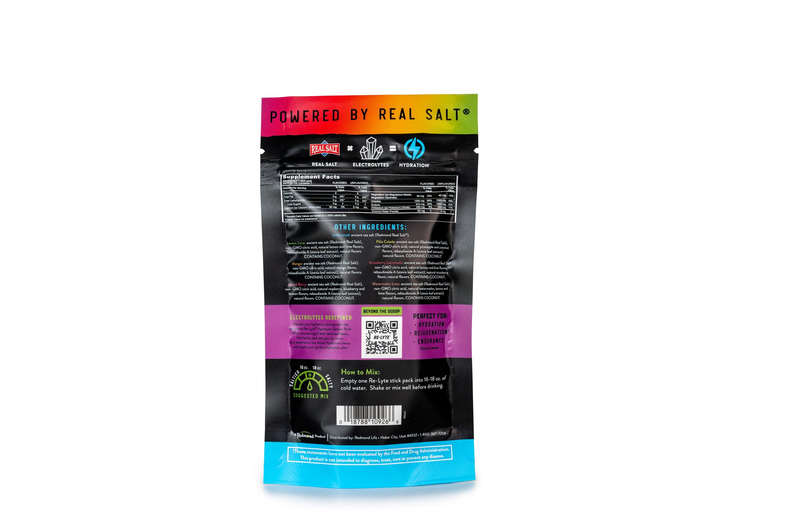 REDMOND Re-Lyte Hydration Electrolyte Powder Drink Mix Variety (7 Stick Packs)